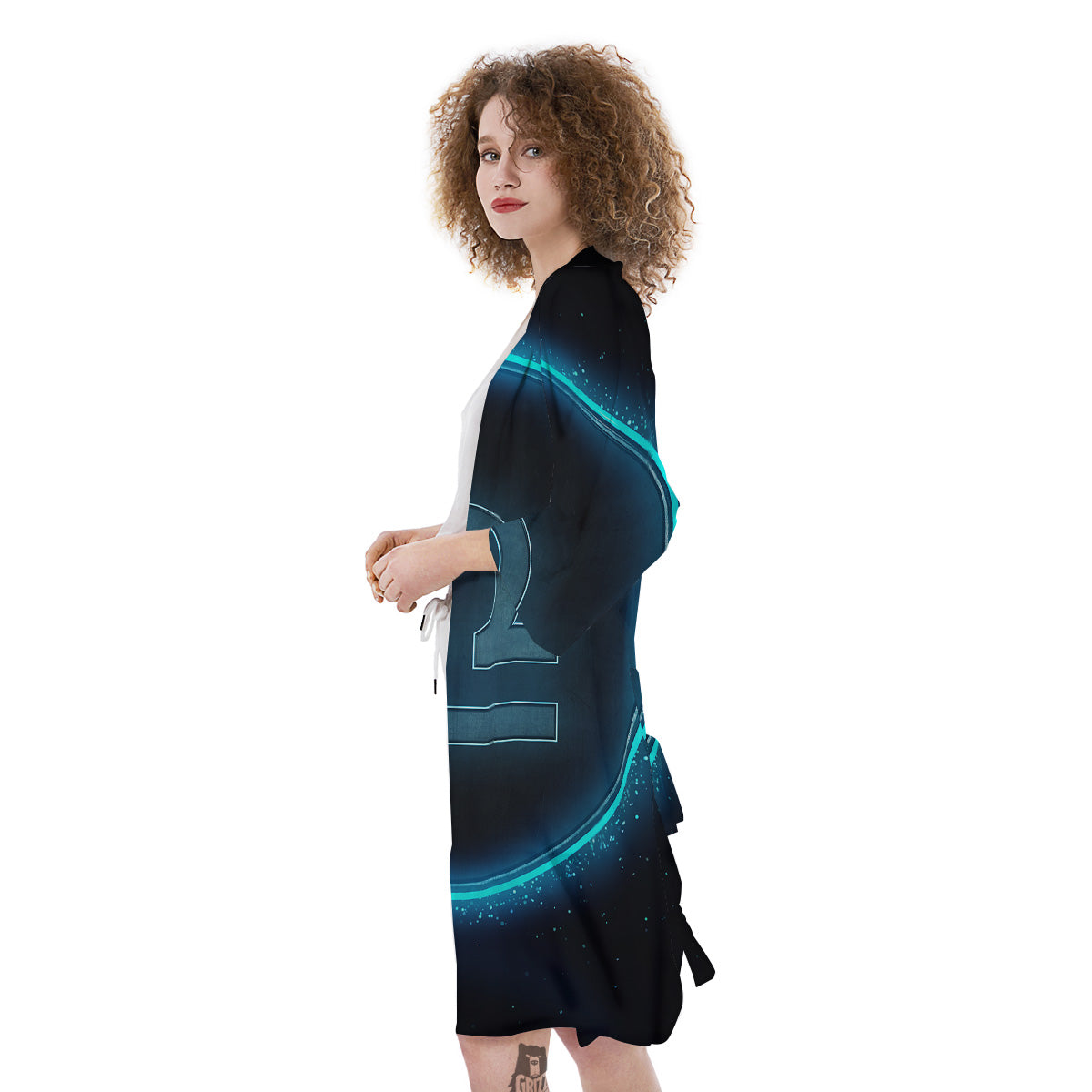 Zodiac Sign Blue Libra Print Kimono-grizzshop