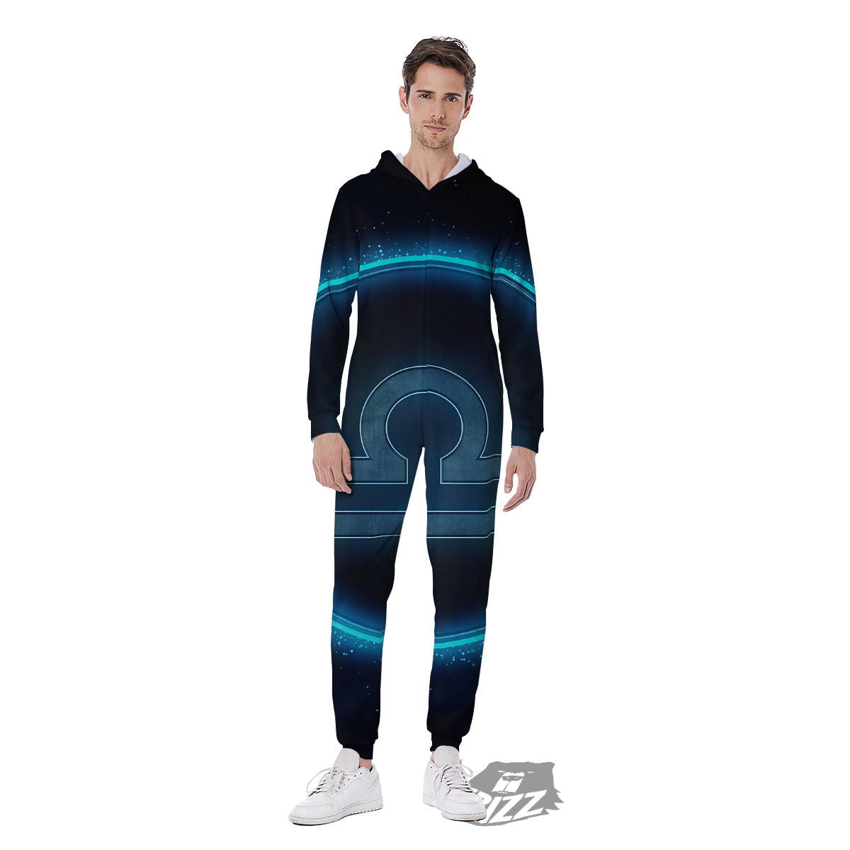 Zodiac Sign Blue Libra Print Men's Jumpsuit-grizzshop