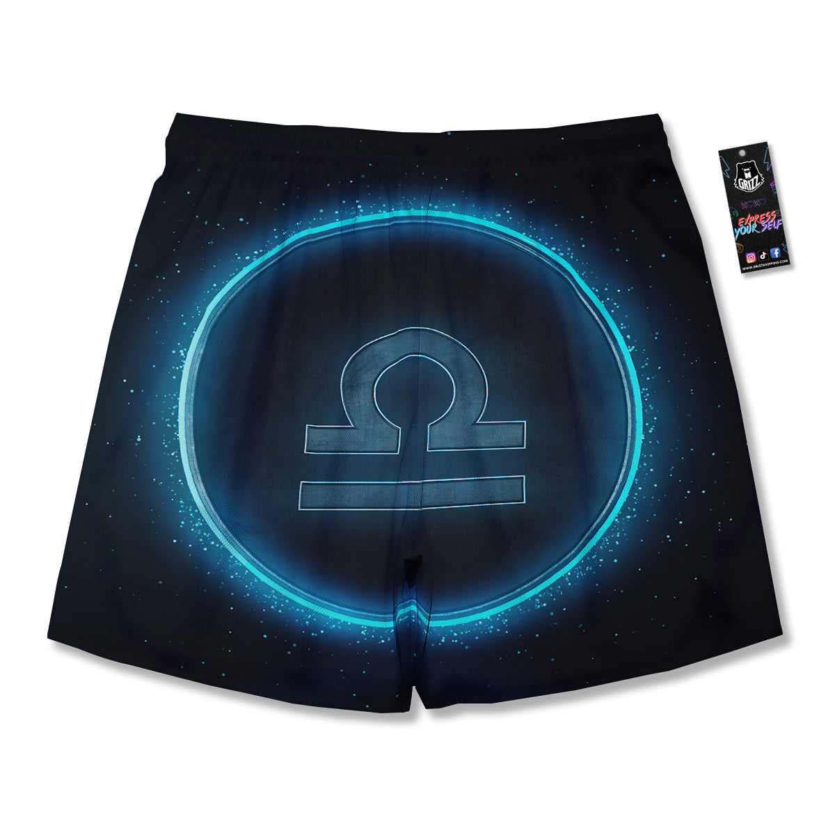 Zodiac Sign Blue Libra Print Men's Running Shorts-grizzshop