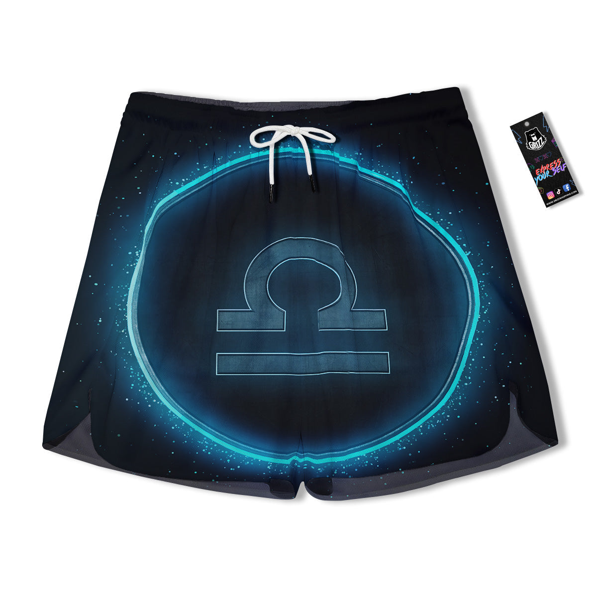 Zodiac Sign Blue Libra Print Men's Running Shorts-grizzshop