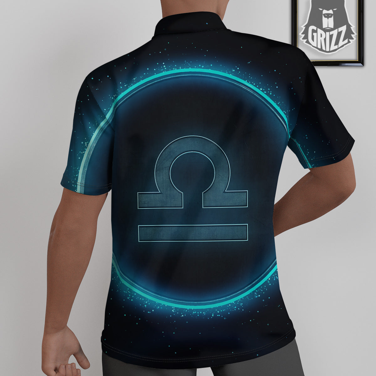 Zodiac Sign Blue Libra Print Untucked Shirts-grizzshop