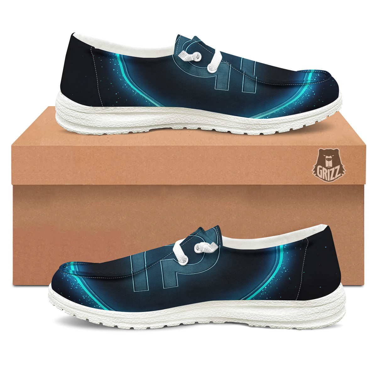 Zodiac Sign Blue Libra Print White Loafers-grizzshop