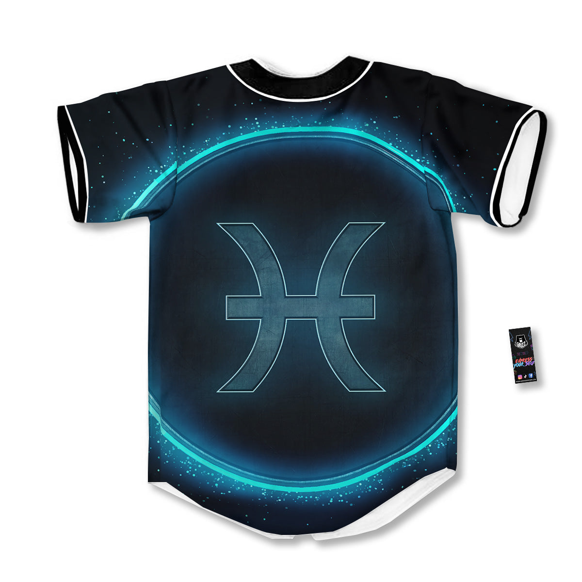 Zodiac Sign Blue Pisces Print Baseball Jersey-grizzshop