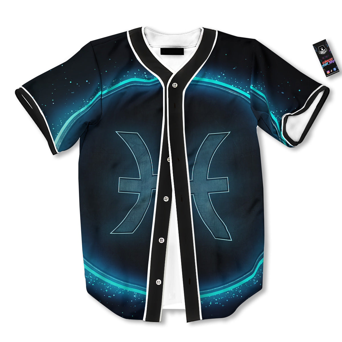 Zodiac Sign Blue Pisces Print Baseball Jersey-grizzshop
