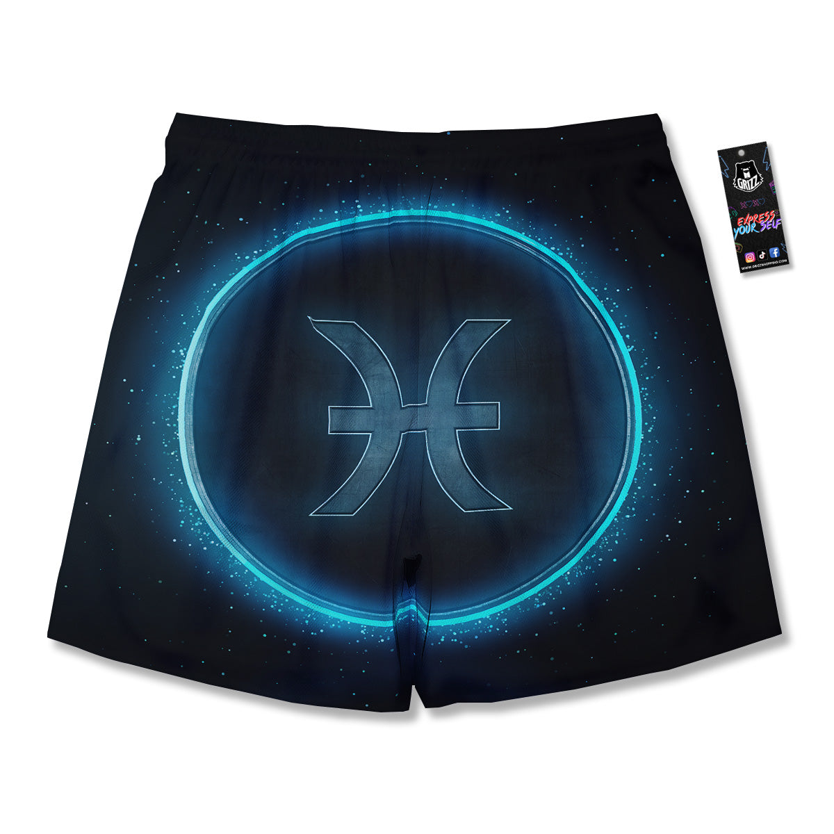 Zodiac Sign Blue Pisces Print Men's Running Shorts-grizzshop