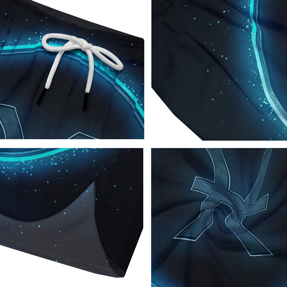 Zodiac Sign Blue Pisces Print Men's Running Shorts-grizzshop