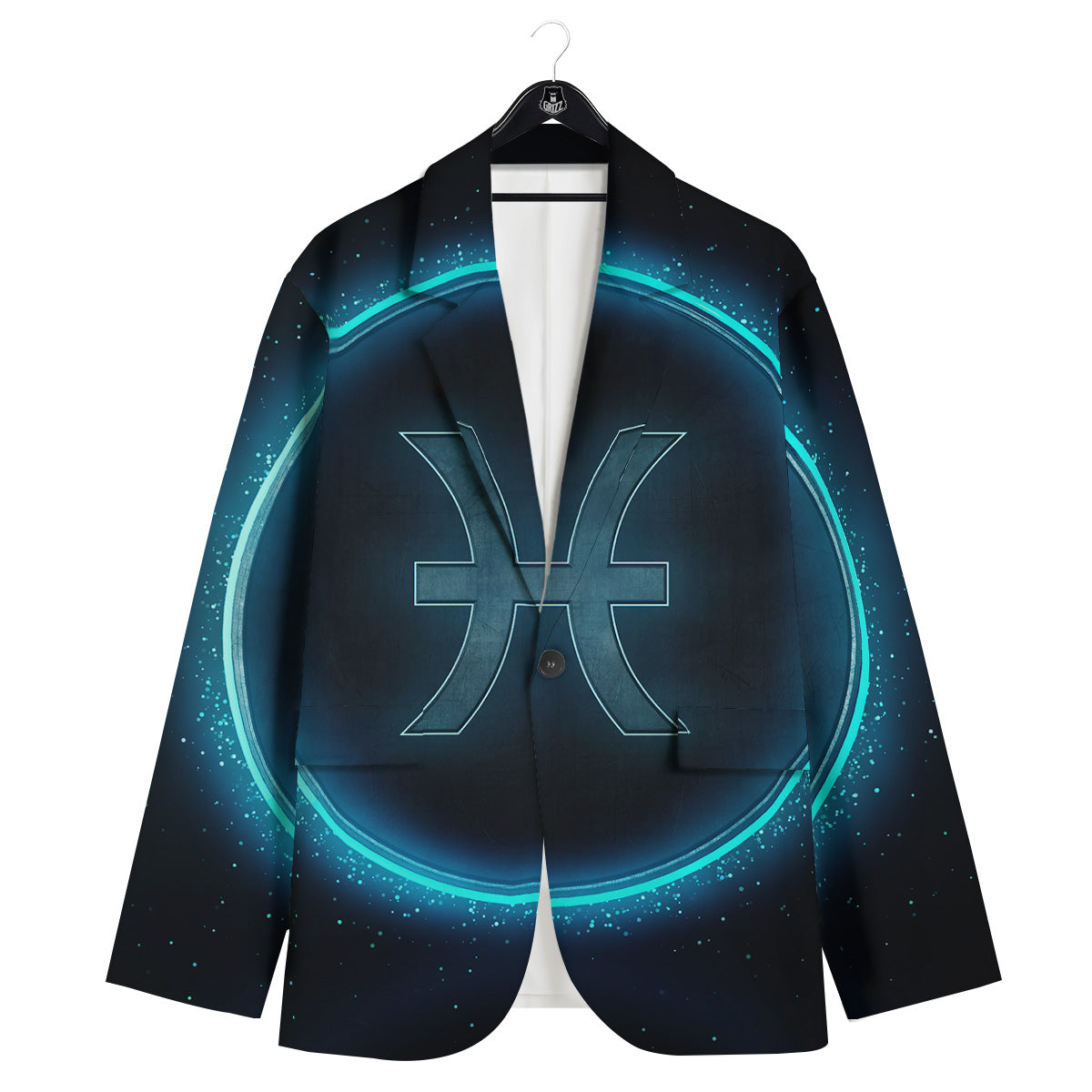 Zodiac Sign Blue Pisces Print Men's Sport Coat-grizzshop