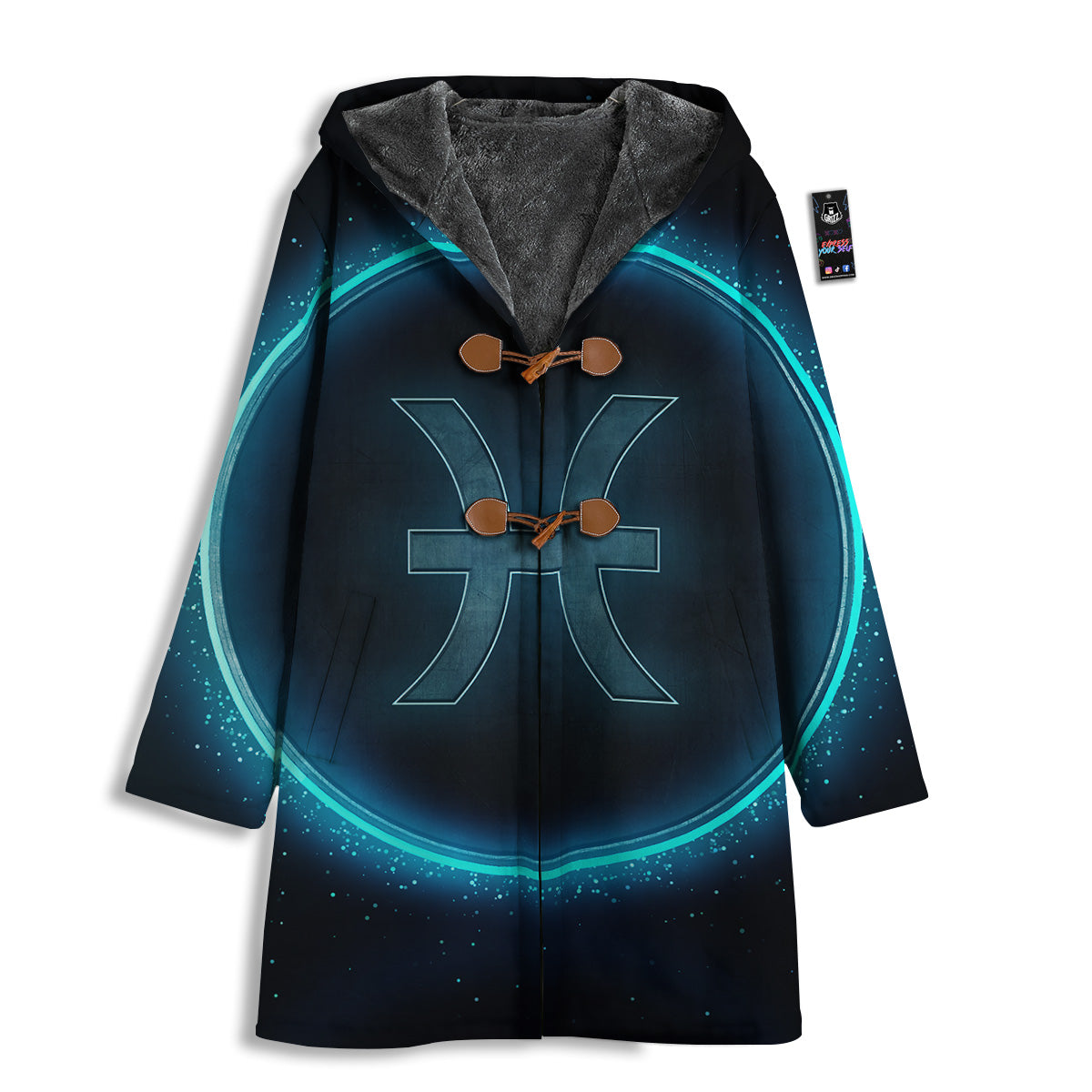 Zodiac Sign Blue Pisces Print Men's Windbreaker Jacket