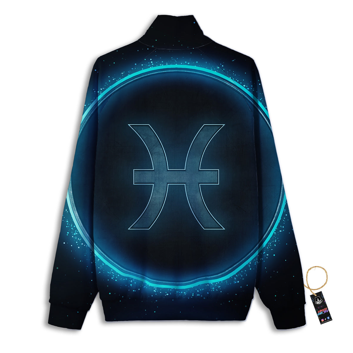 Zodiac Sign Blue Pisces Print Track Jacket-grizzshop