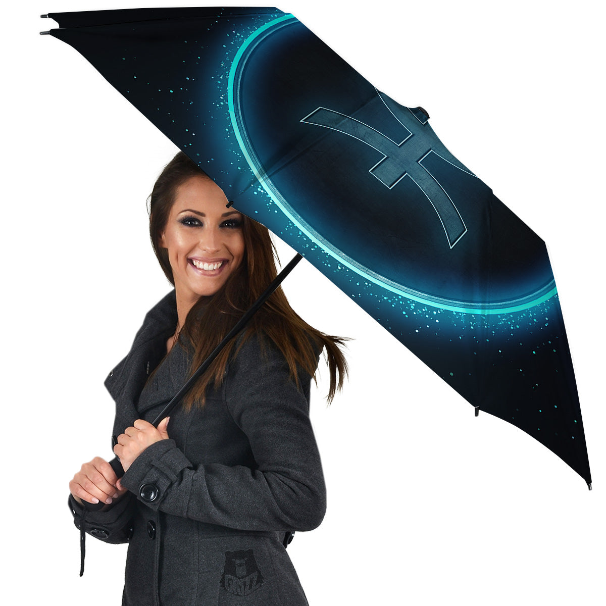 Zodiac Sign Blue Pisces Print Umbrella-grizzshop