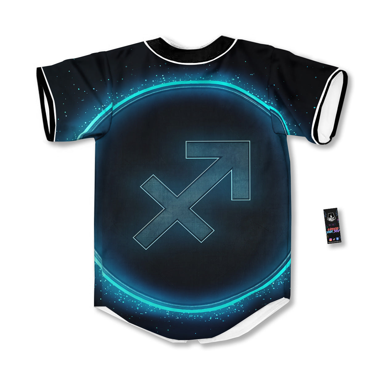 Zodiac Sign Blue Sagittarius Print Baseball Jersey-grizzshop