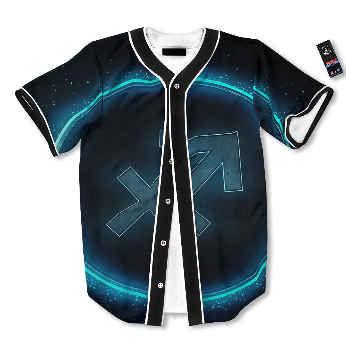 Zodiac Sign Blue Sagittarius Print Baseball Jersey-grizzshop