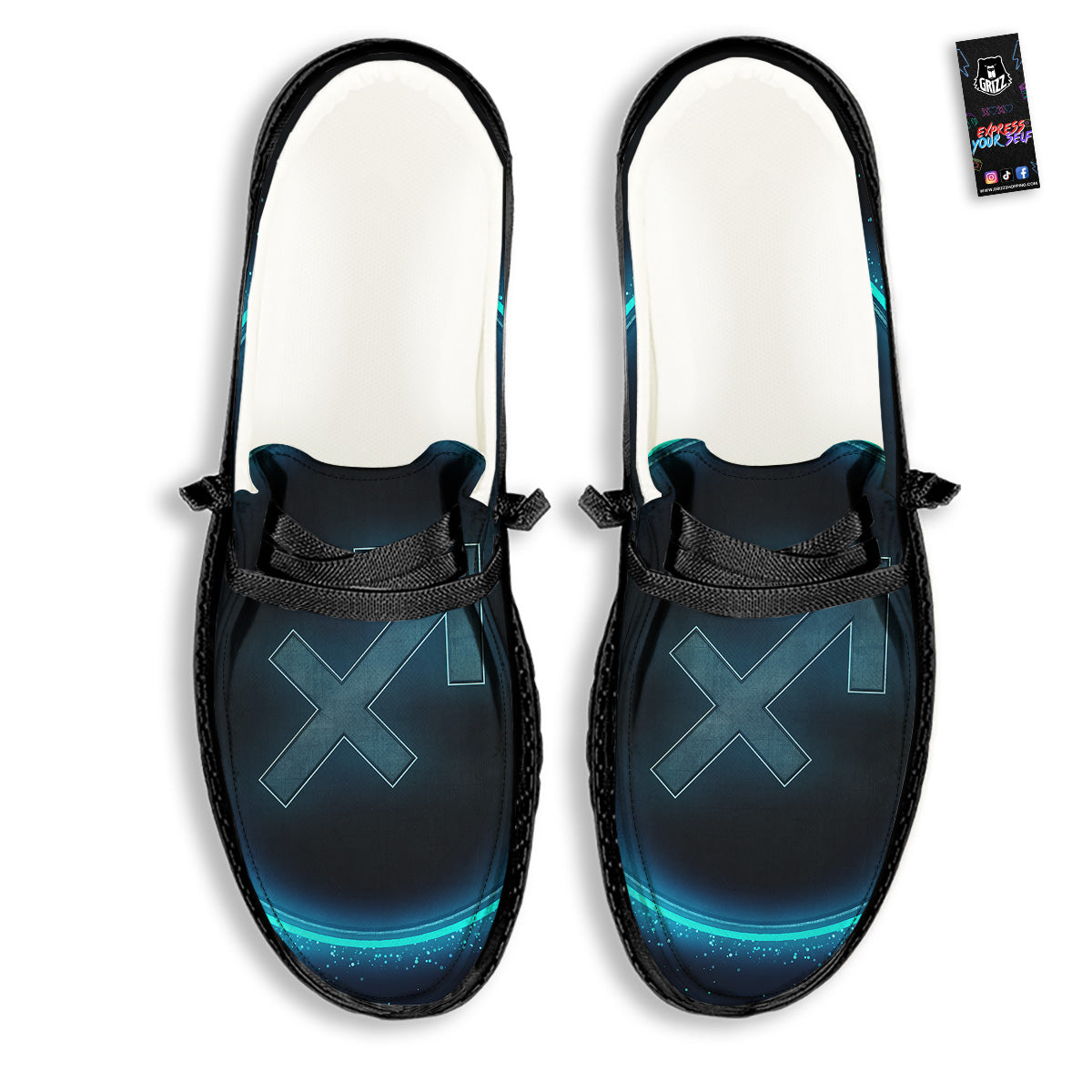 Zodiac Sign Blue Sagittarius Print Black Loafers-grizzshop