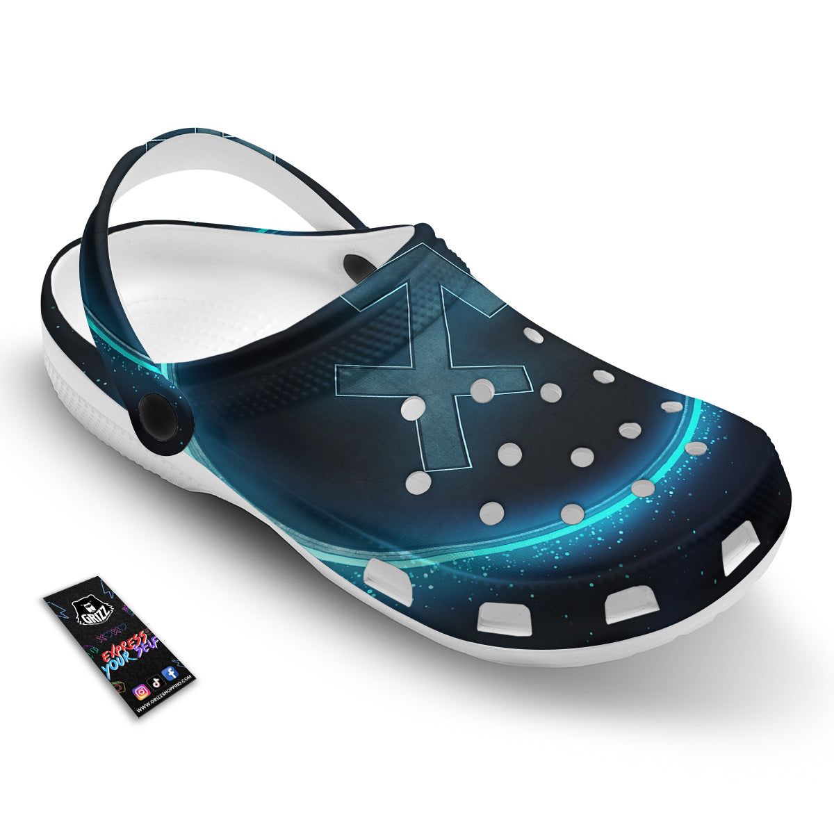 Zodiac Sign Blue Sagittarius Print Clog-grizzshop