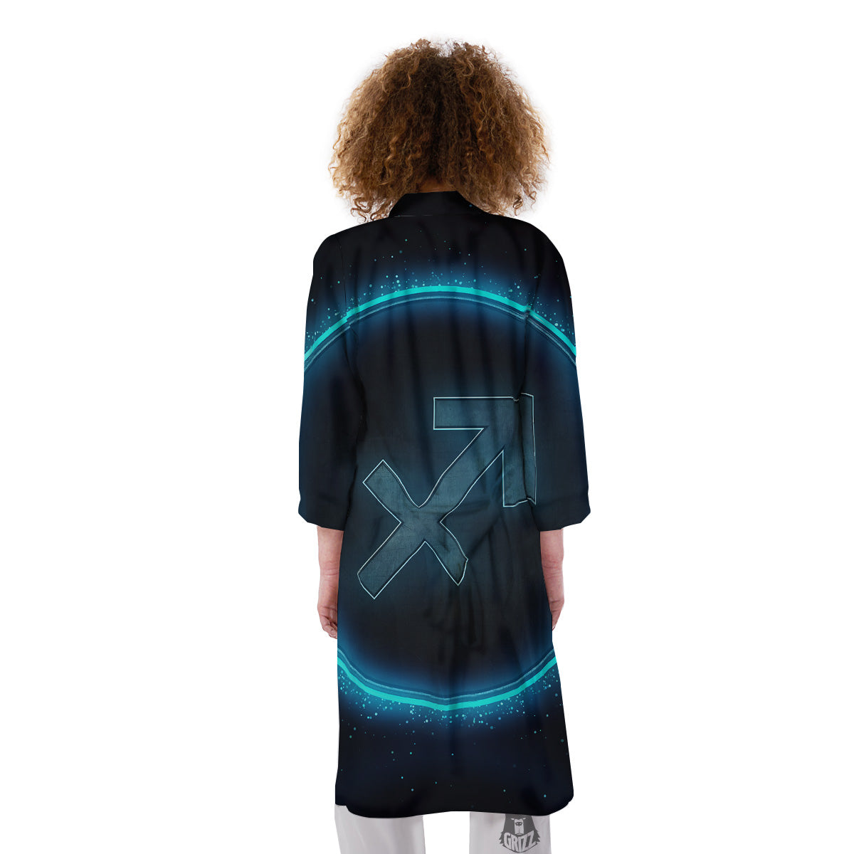 Zodiac Sign Blue Sagittarius Print Kimono-grizzshop