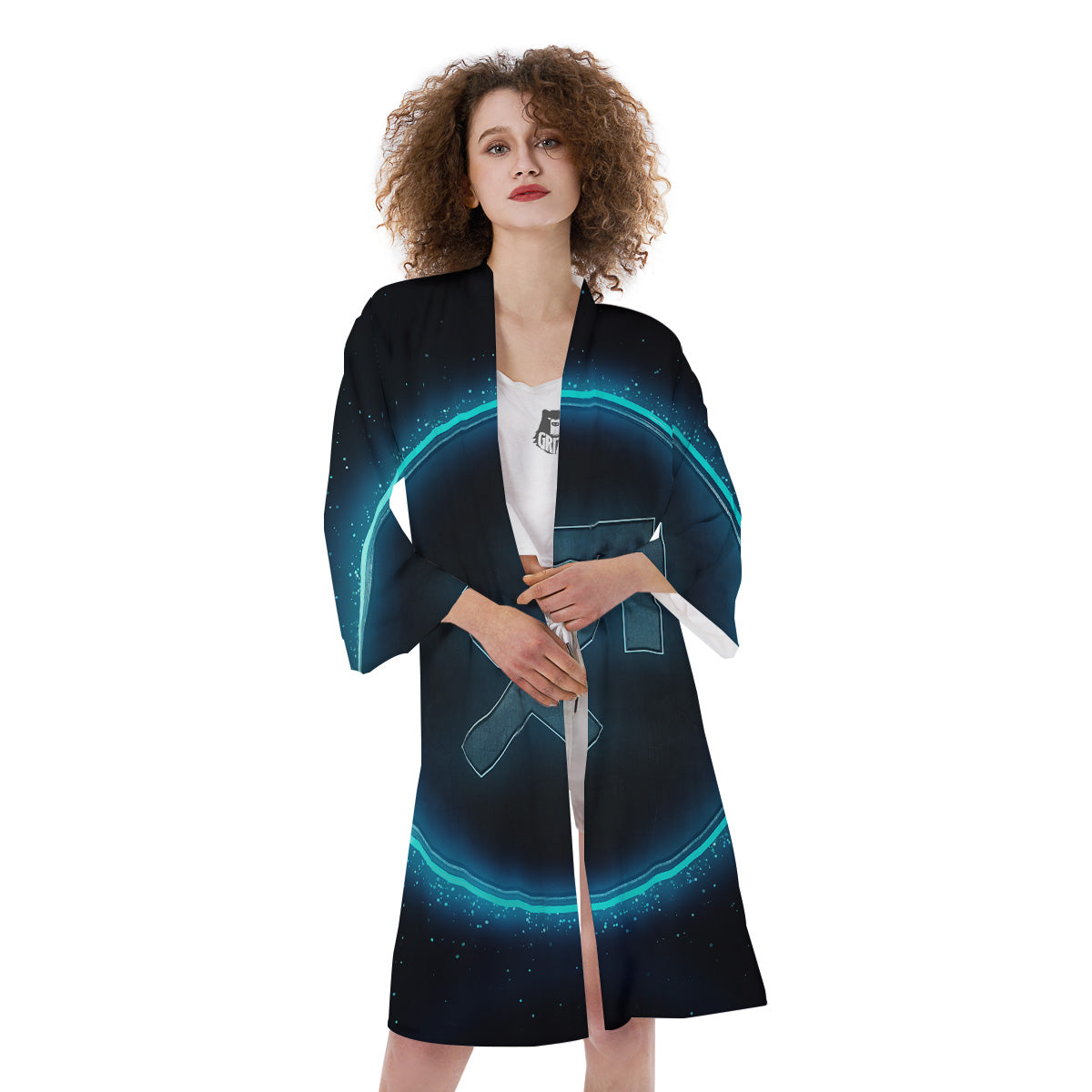 Zodiac Sign Blue Sagittarius Print Kimono-grizzshop