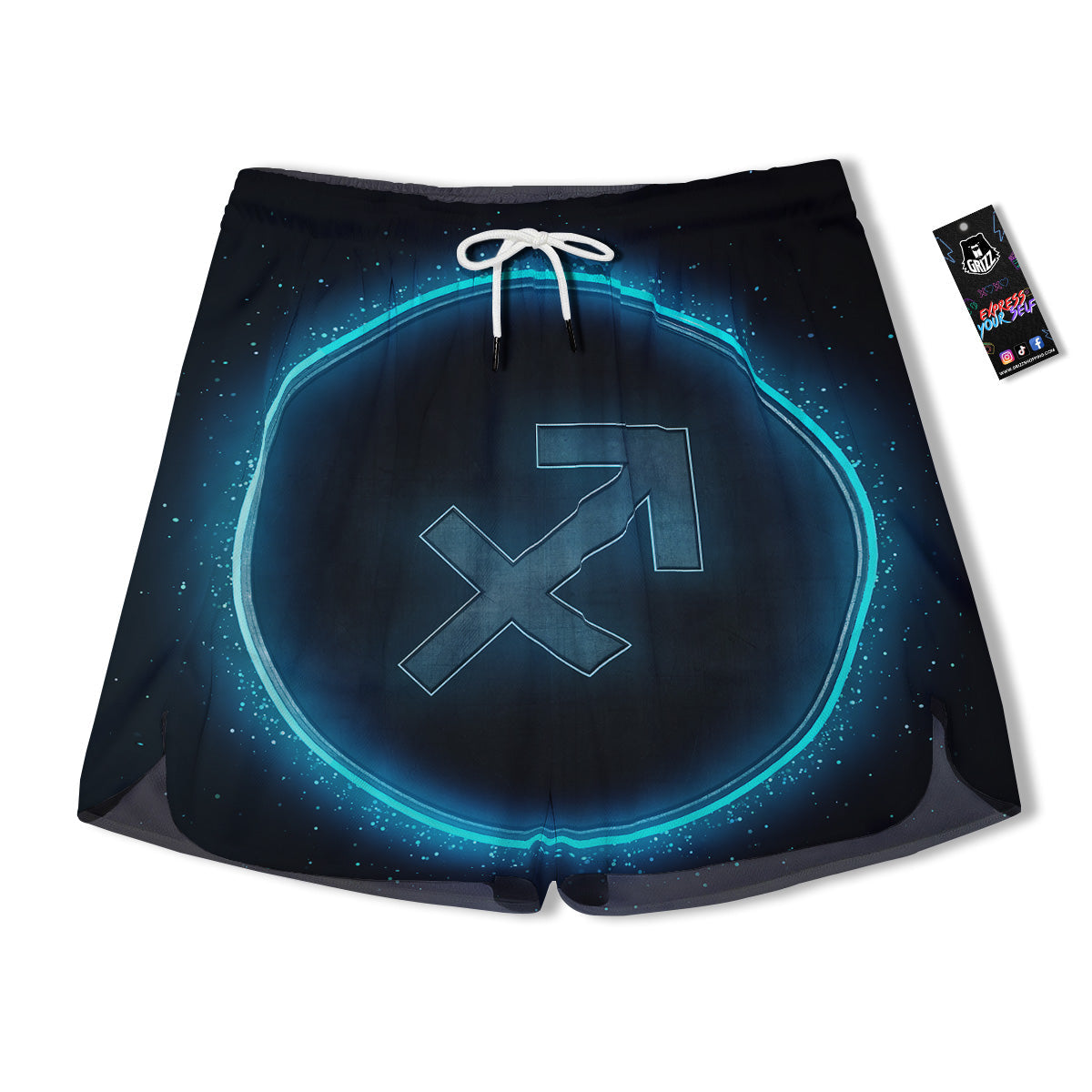 Zodiac Sign Blue Sagittarius Print Men's Running Shorts-grizzshop