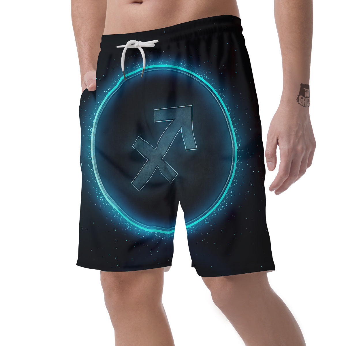 Zodiac Sign Blue Sagittarius Print Men's Shorts-grizzshop