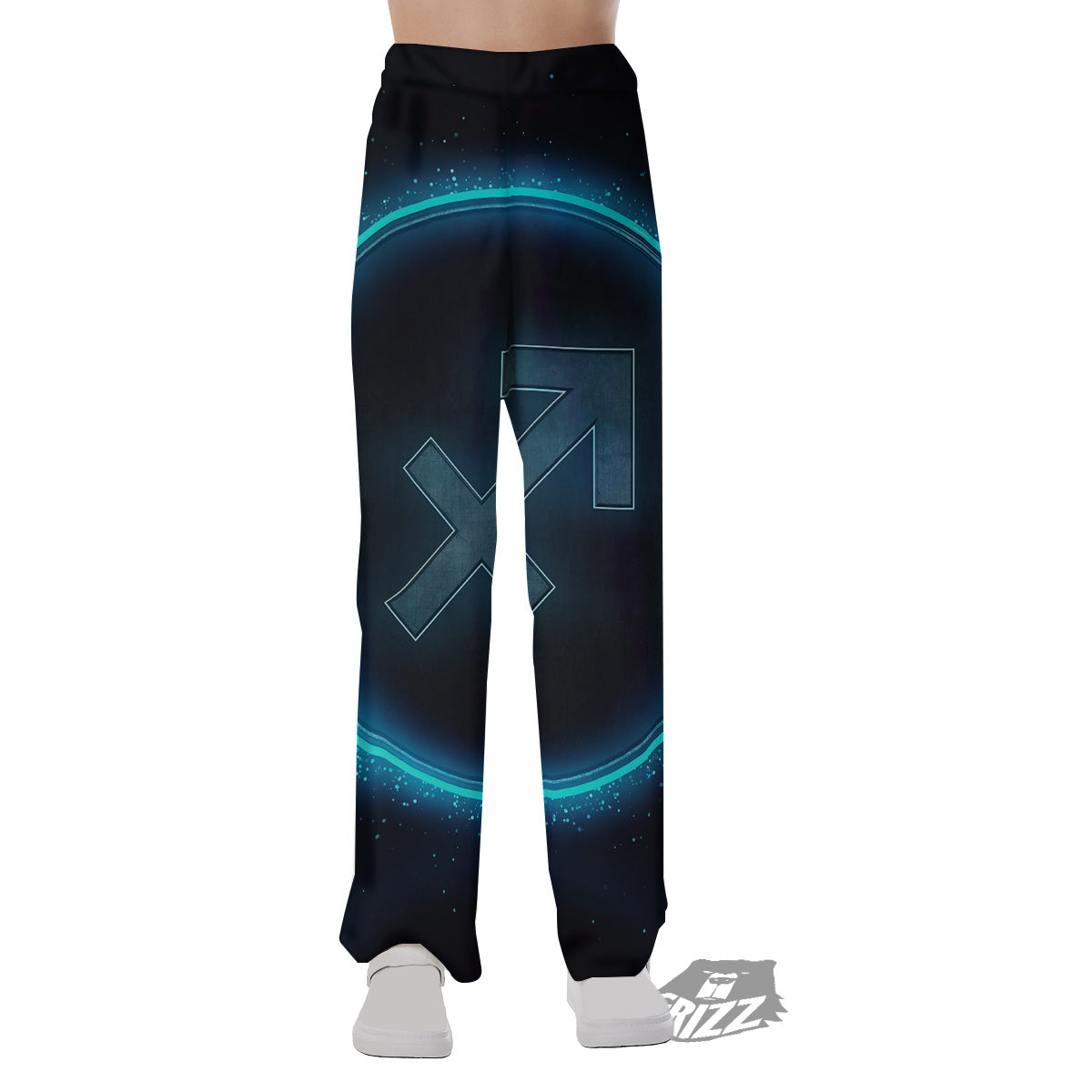 Zodiac Sign Blue Sagittarius Print Pajama Pants-grizzshop