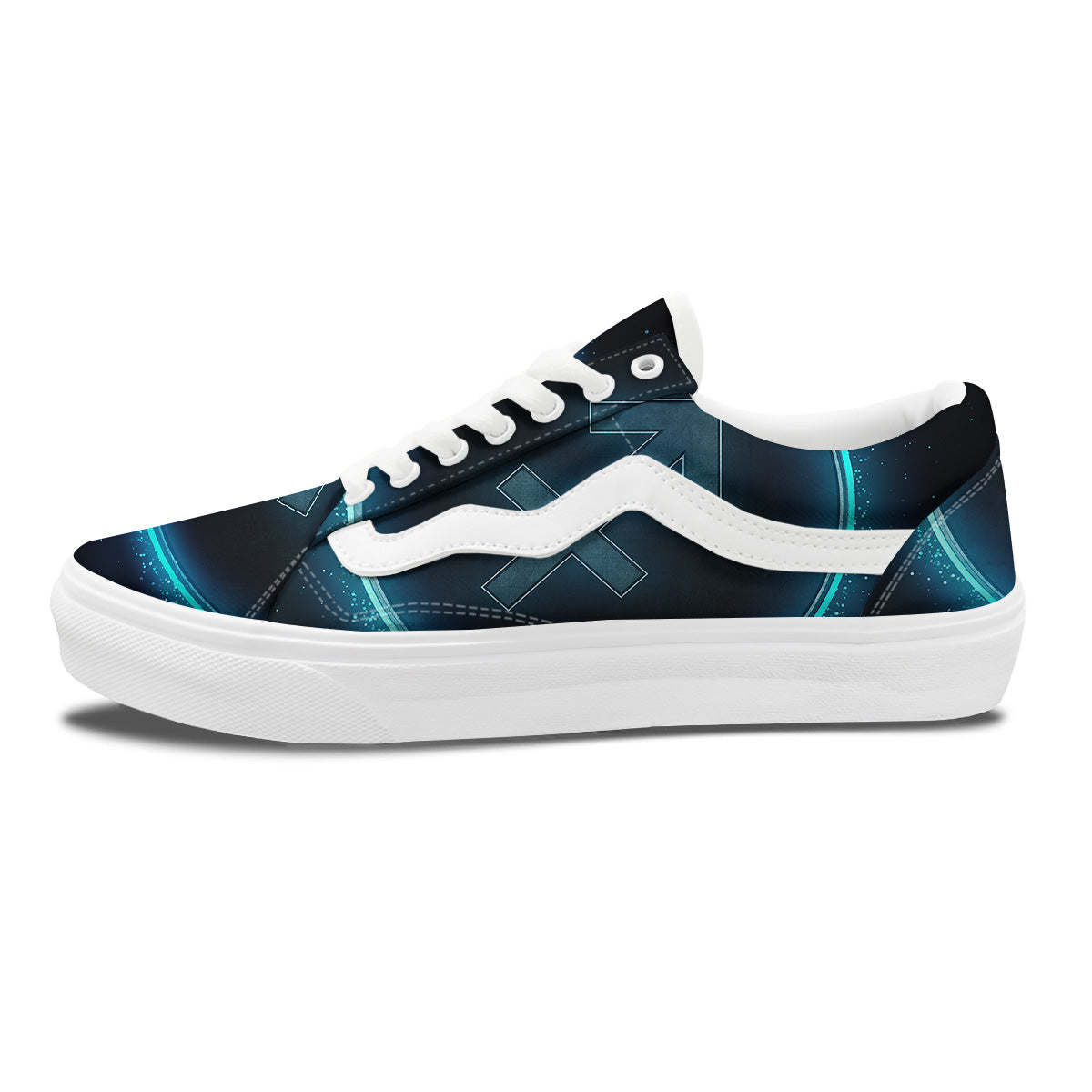 Zodiac Sign Blue Sagittarius Print Skate Shoes-grizzshop