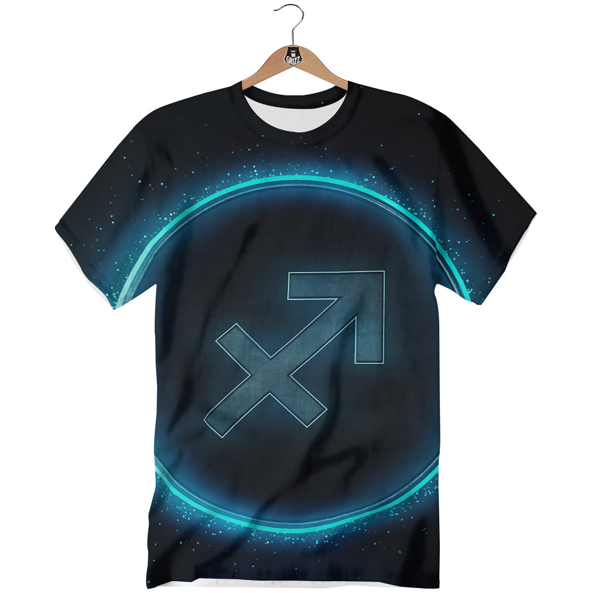 Zodiac Sign Blue Sagittarius Print T-Shirt-grizzshop
