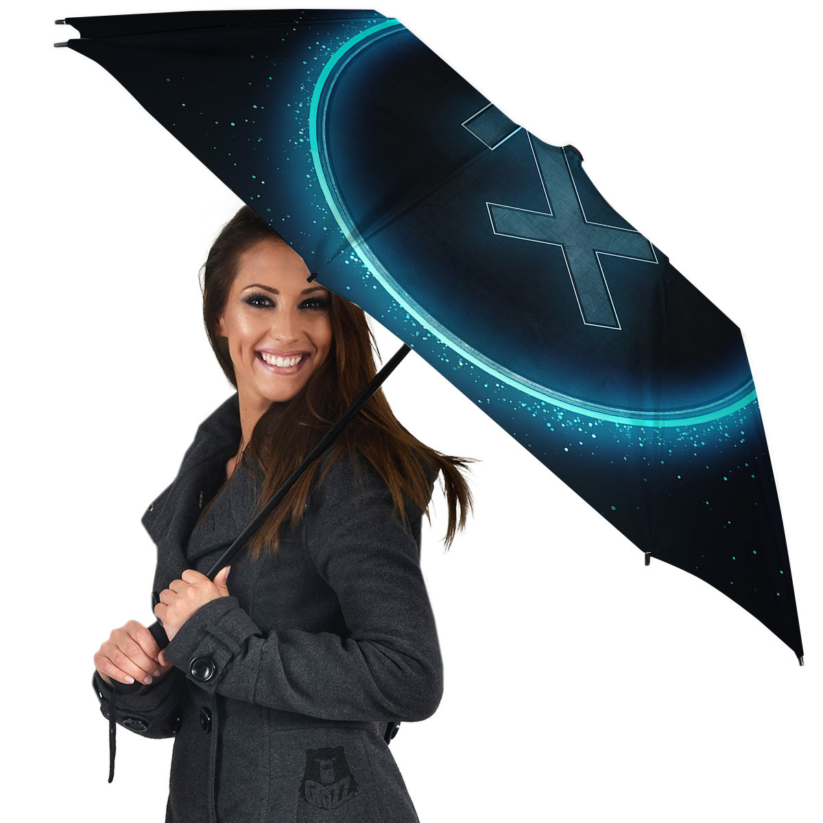 Zodiac Sign Blue Sagittarius Print Umbrella-grizzshop
