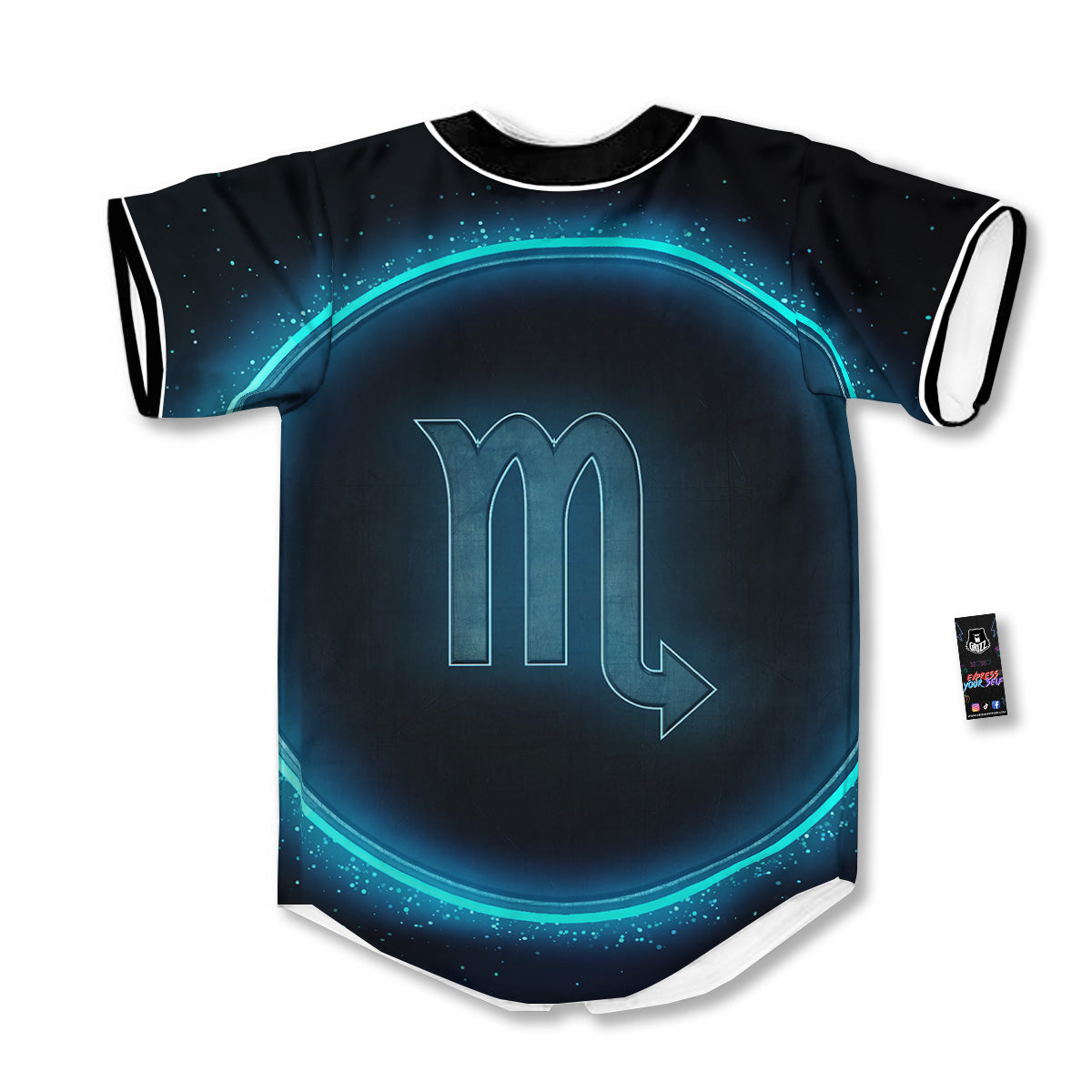 Zodiac Sign Blue Scorpio Print Baseball Jersey-grizzshop