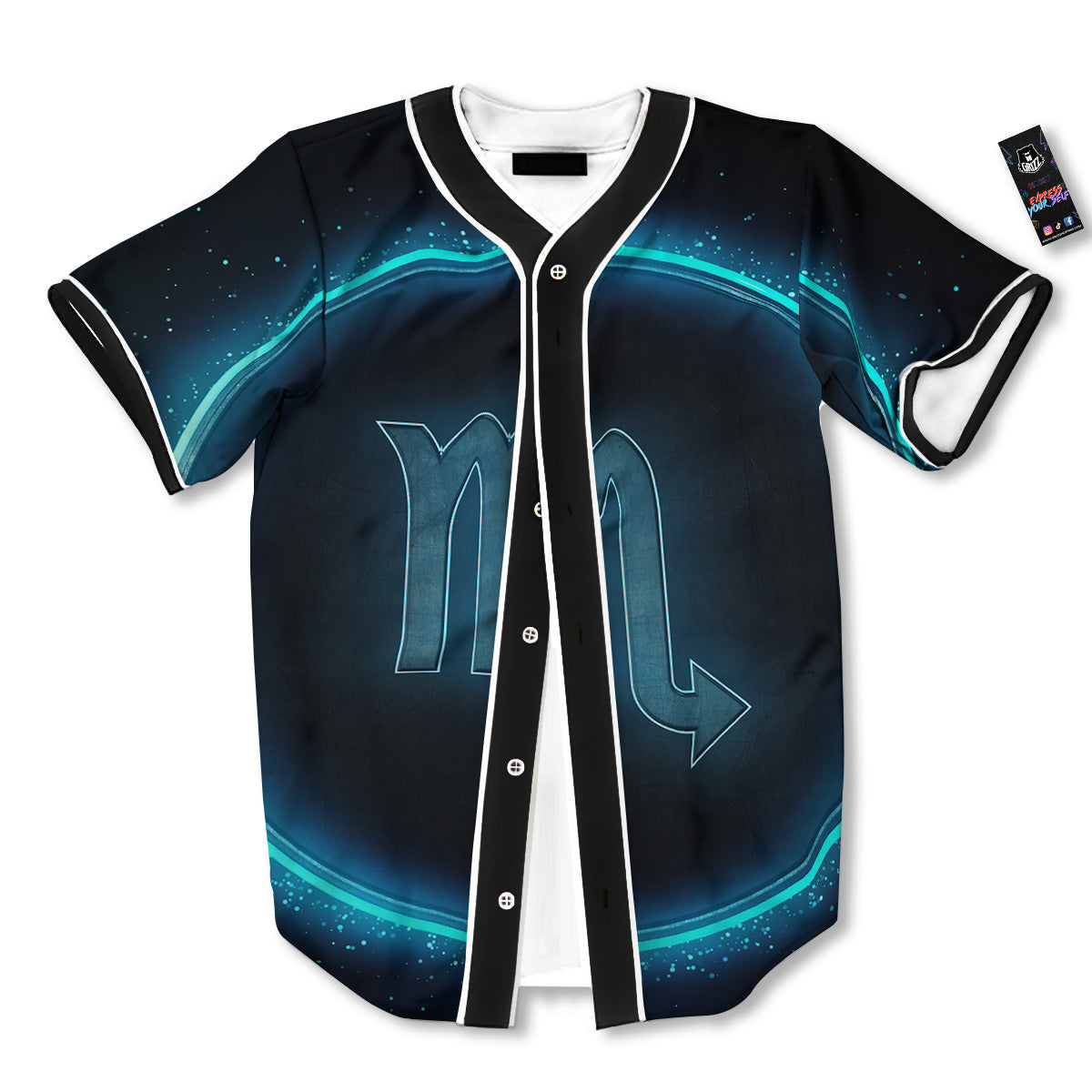 Zodiac Sign Blue Scorpio Print Baseball Jersey-grizzshop