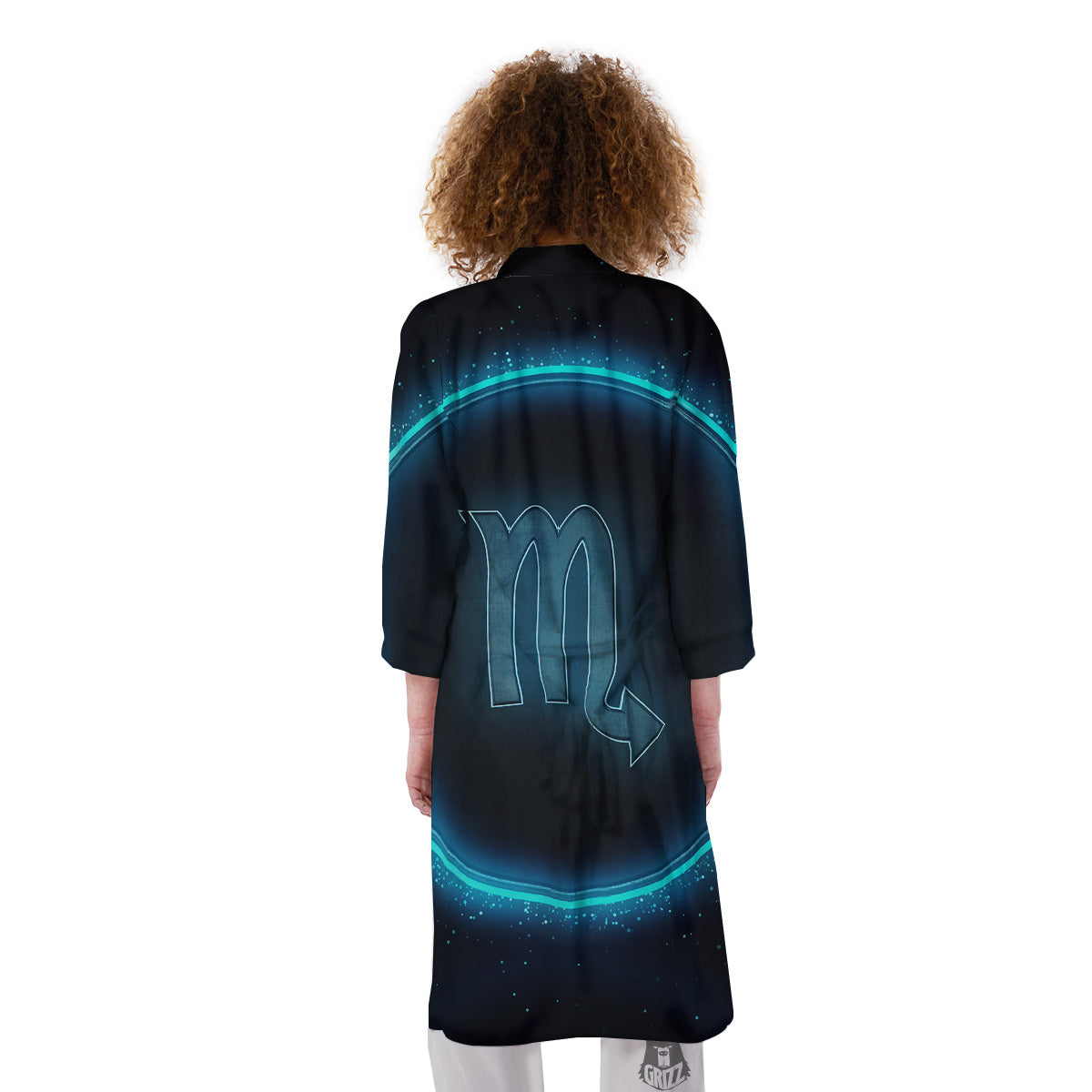 Zodiac Sign Blue Scorpio Print Kimono-grizzshop