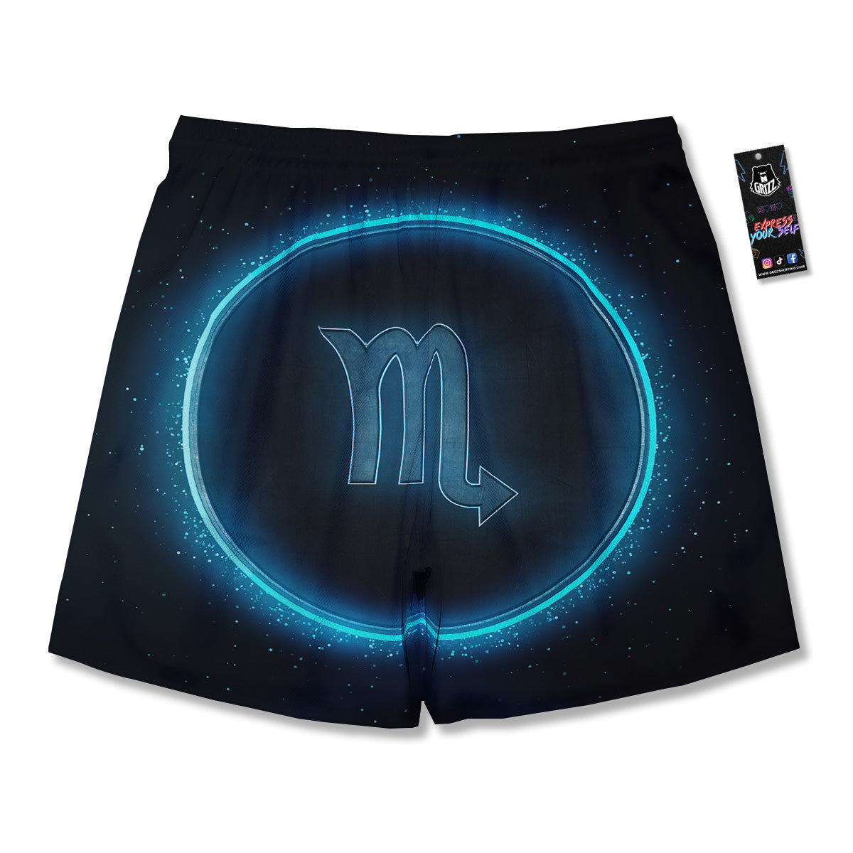 Zodiac Sign Blue Scorpio Print Men's Running Shorts-grizzshop