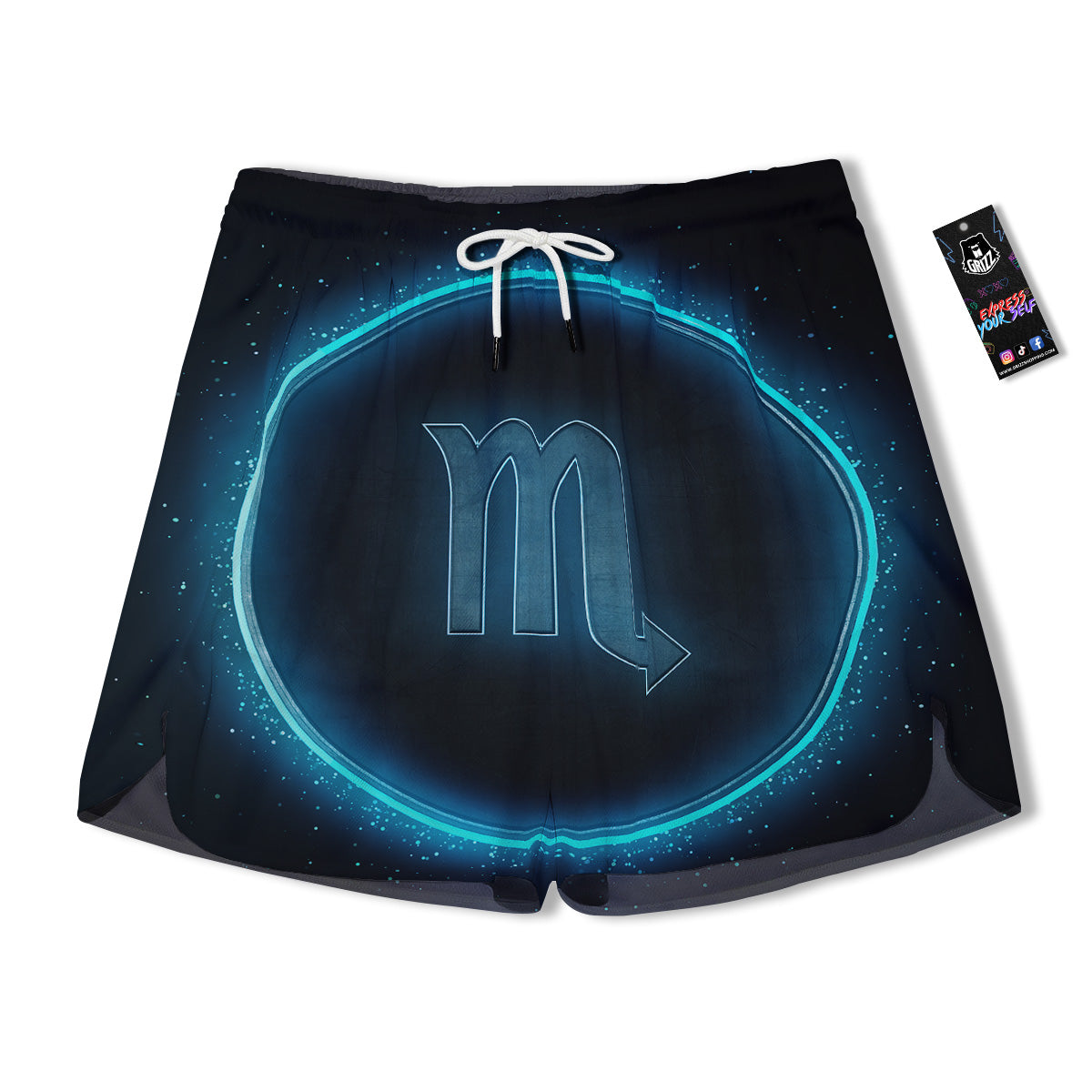 Zodiac Sign Blue Scorpio Print Men's Running Shorts-grizzshop