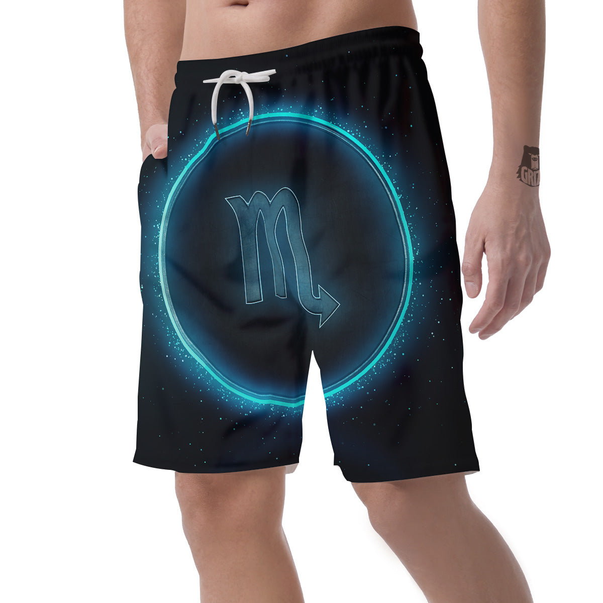 Zodiac Sign Blue Scorpio Print Men's Shorts-grizzshop