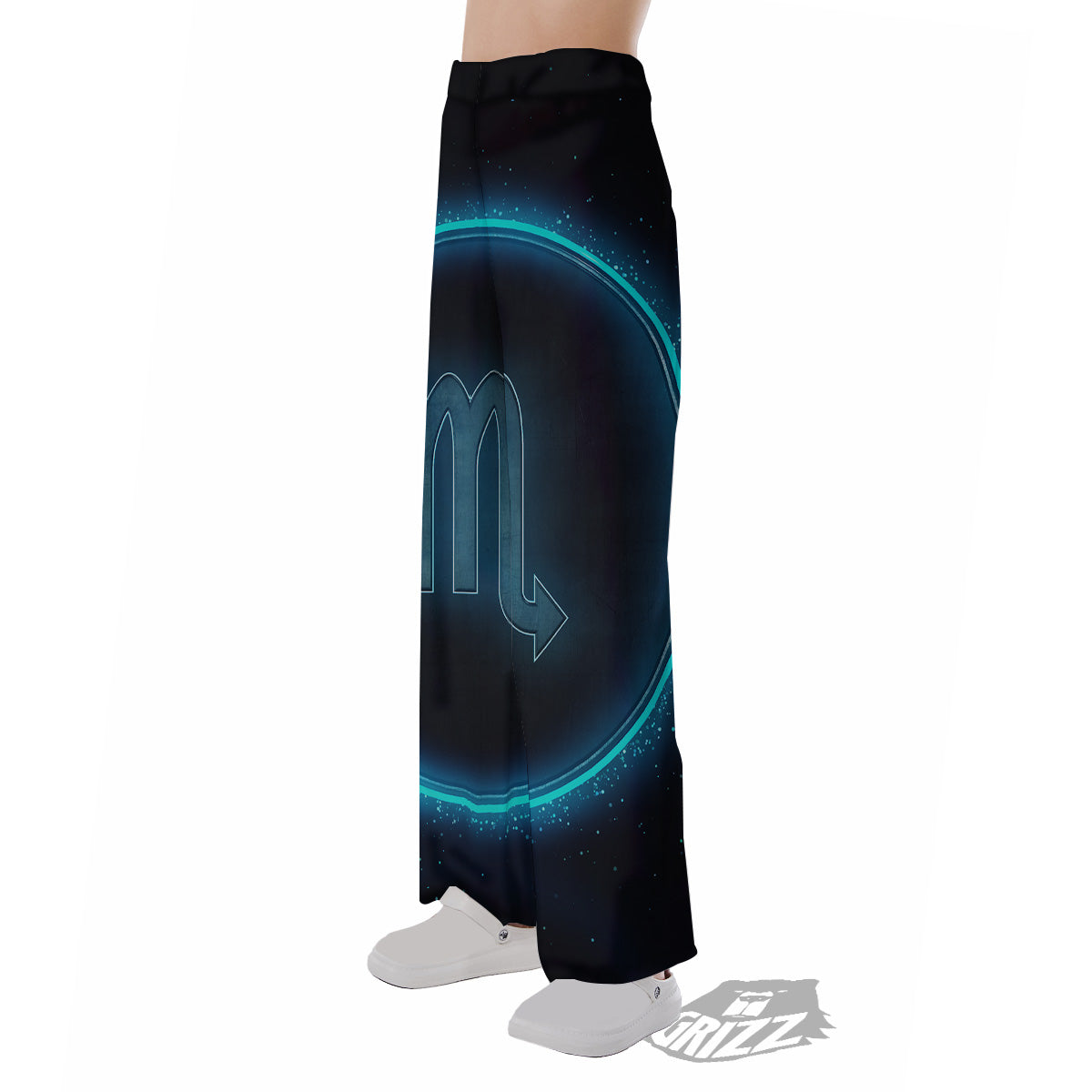 Zodiac Sign Blue Scorpio Print Pajama Pants-grizzshop