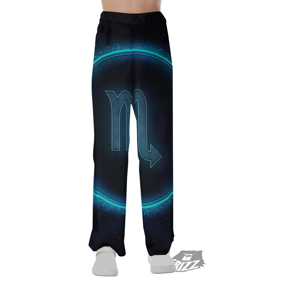 Zodiac Sign Blue Scorpio Print Pajama Pants-grizzshop