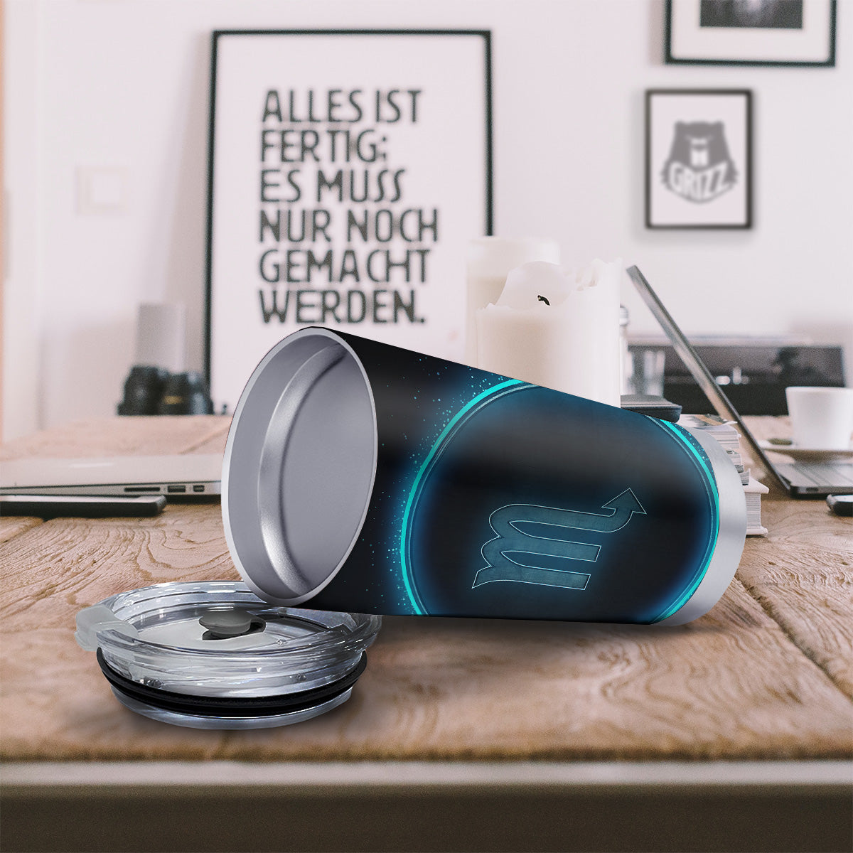 Zodiac Sign Blue Scorpio Print Tumbler-grizzshop