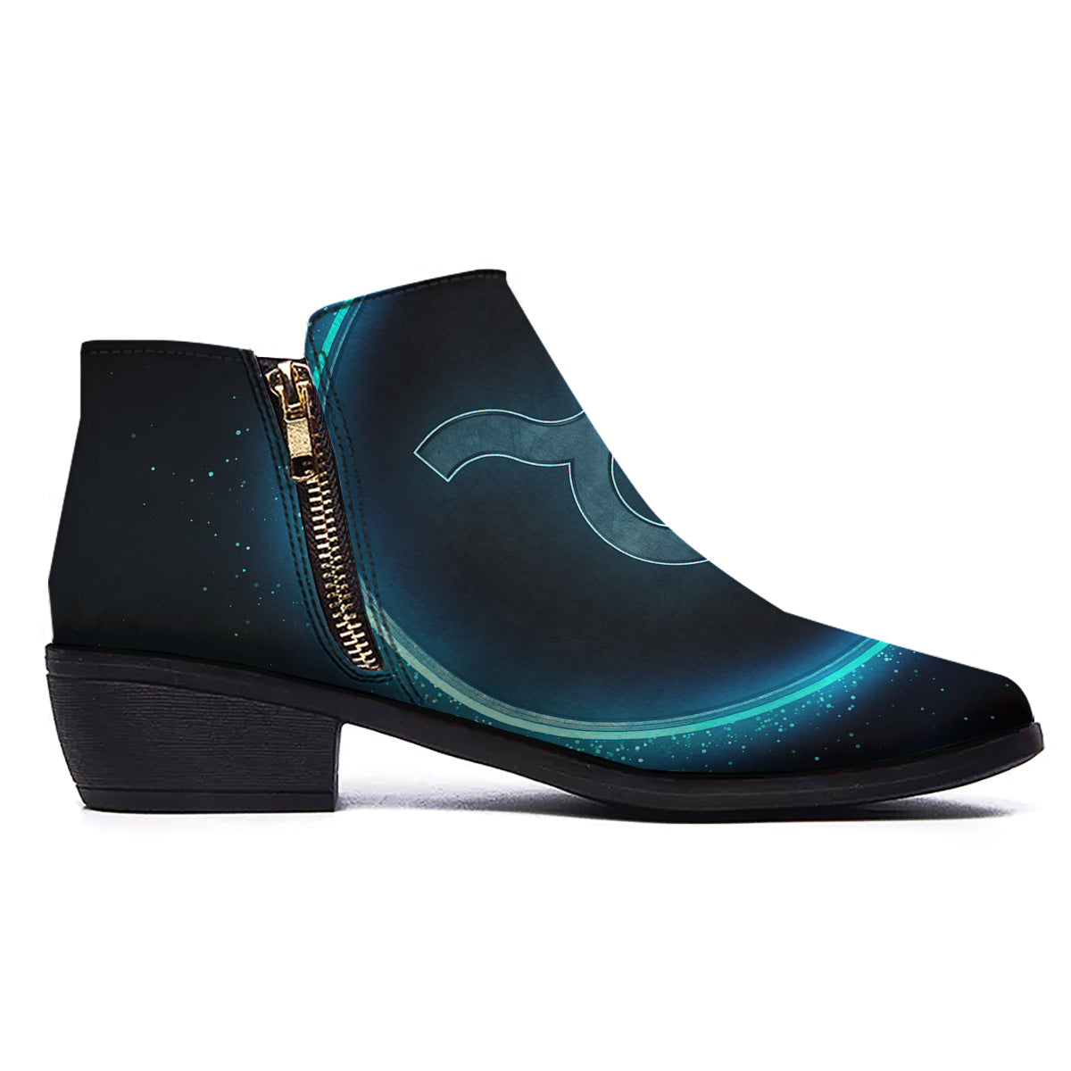 Zodiac Sign Blue Taurus Print Ankle Boots-grizzshop
