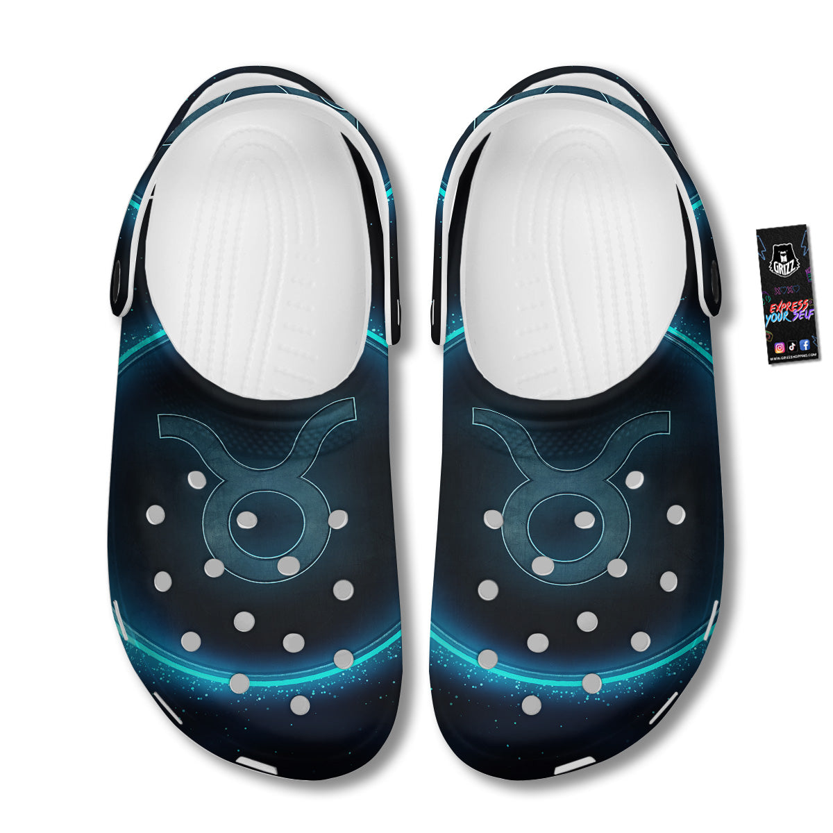 Zodiac Sign Blue Taurus Print Clog-grizzshop