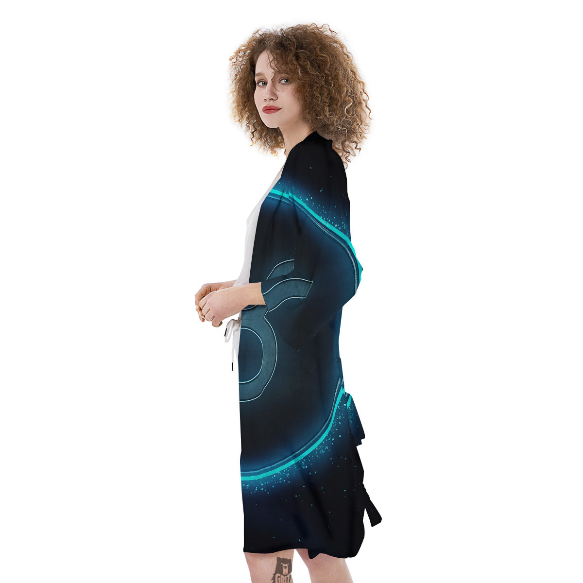 Zodiac Sign Blue Taurus Print Kimono-grizzshop