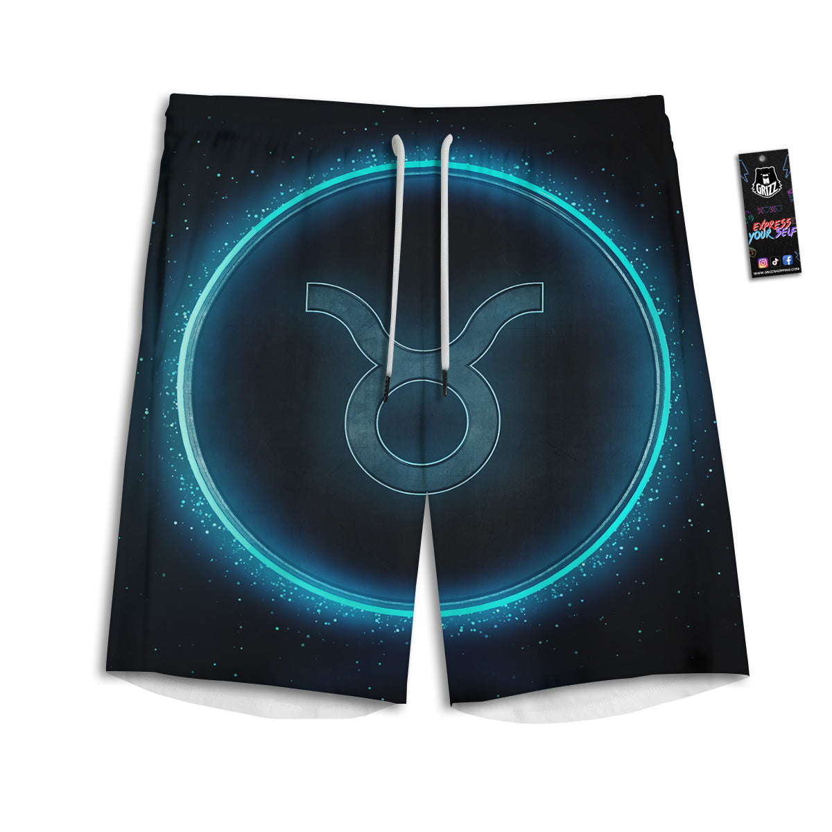 Zodiac Sign Blue Taurus Print Men's Athletic Shorts