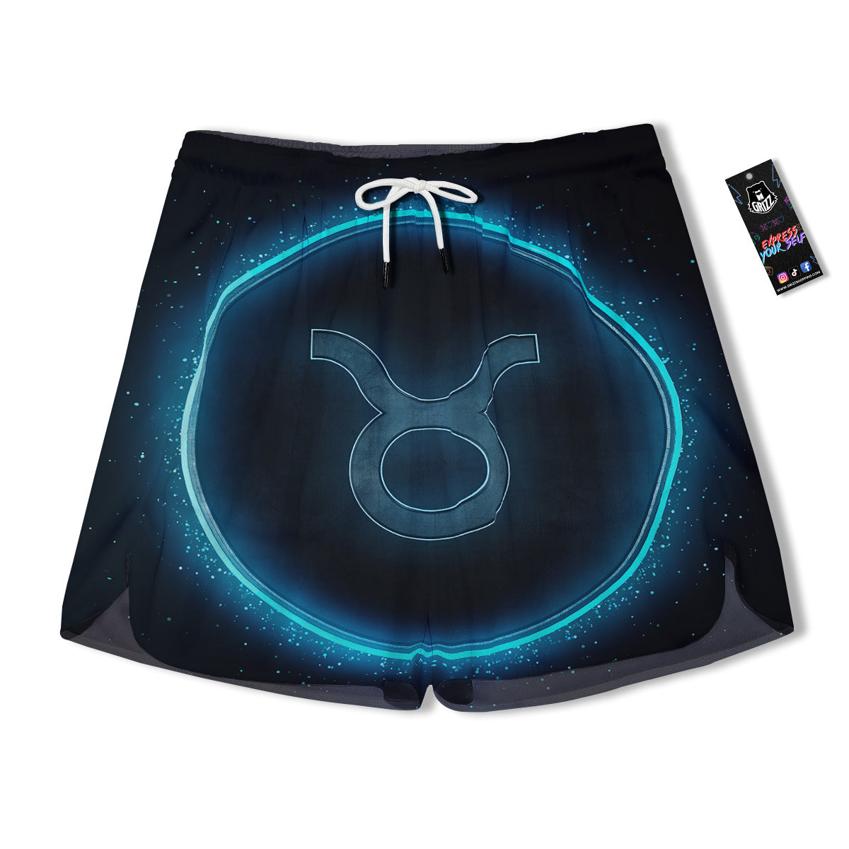 Zodiac Sign Blue Taurus Print Men's Running Shorts-grizzshop