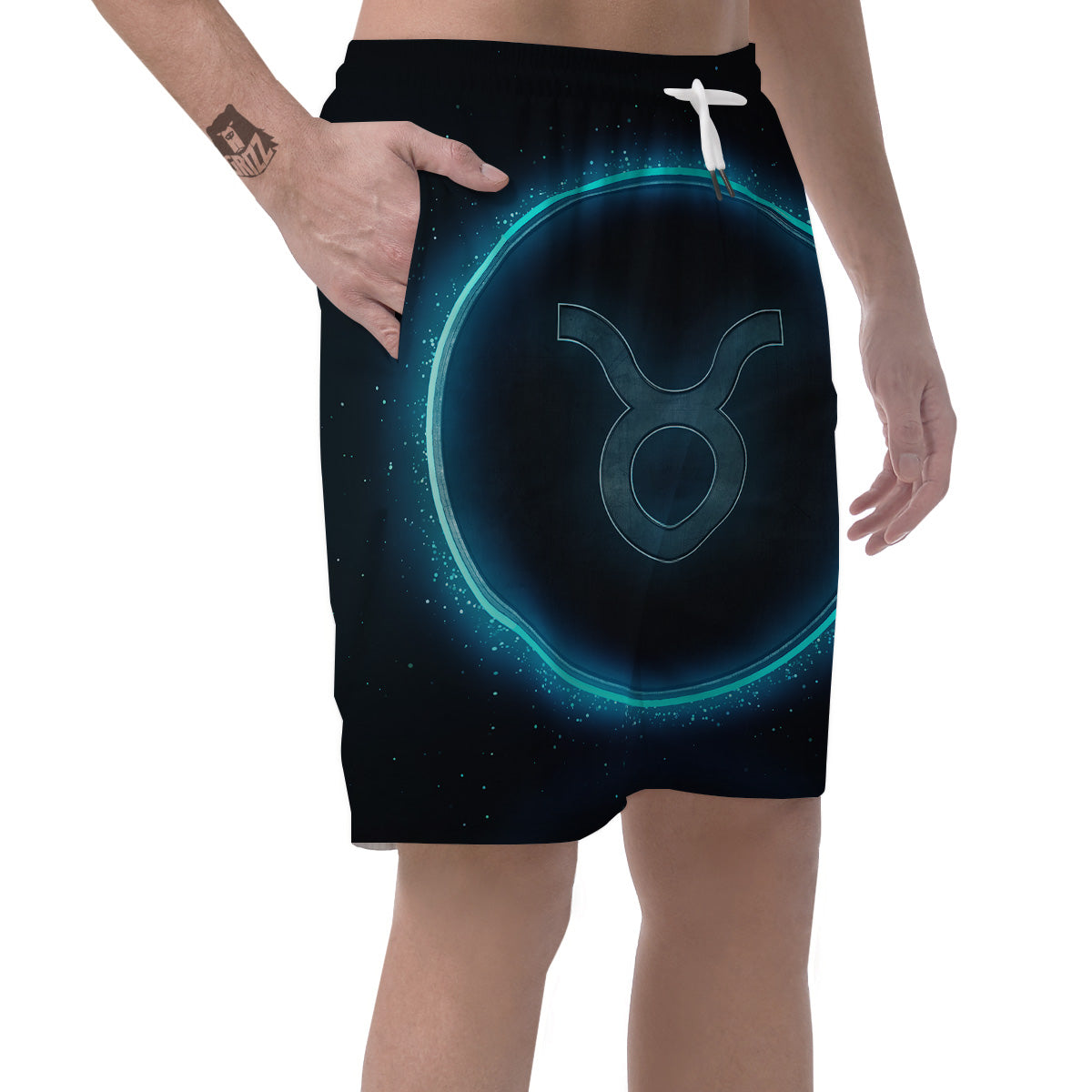 Zodiac Sign Blue Taurus Print Men's Shorts-grizzshop