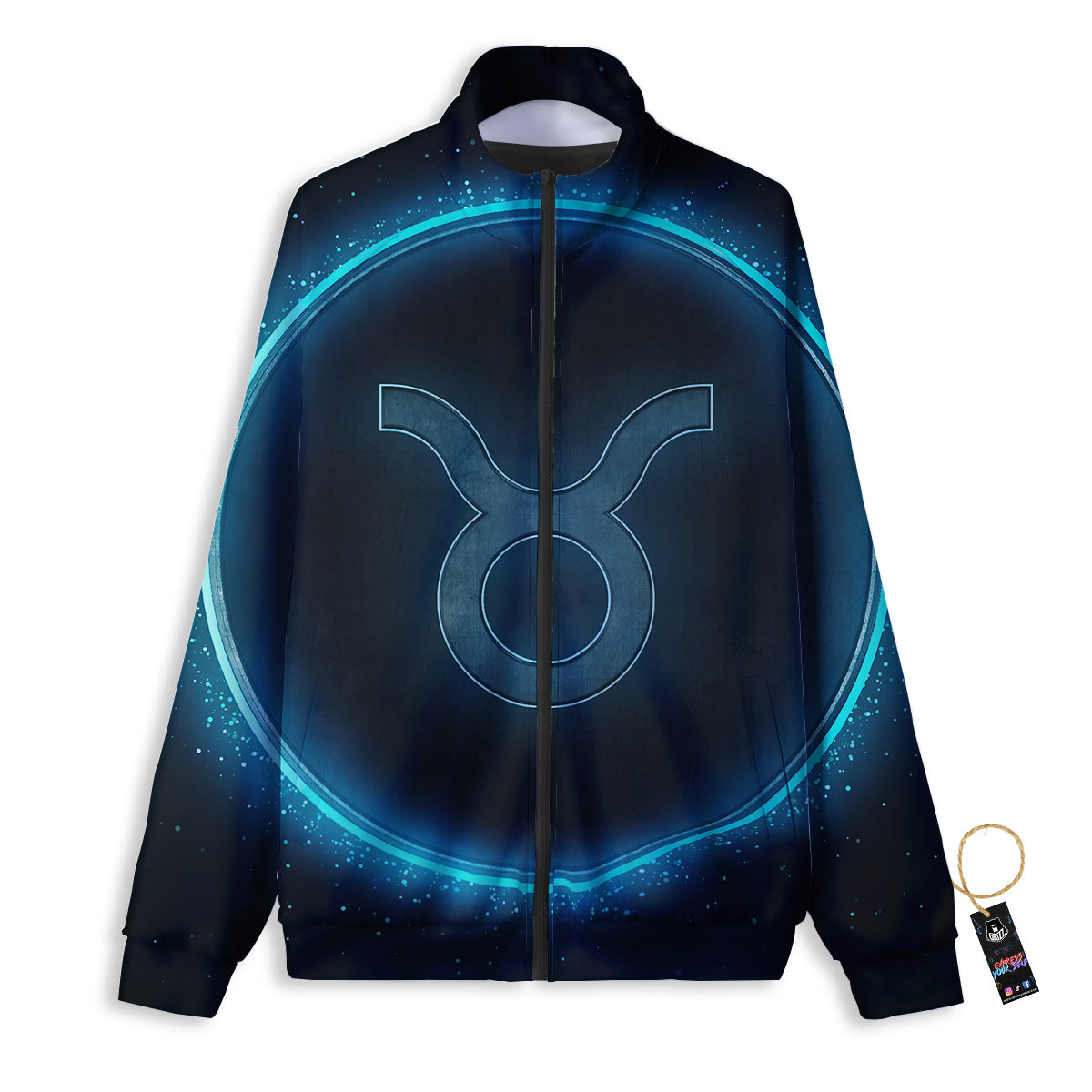 Zodiac Sign Blue Taurus Print Track Jacket-grizzshop