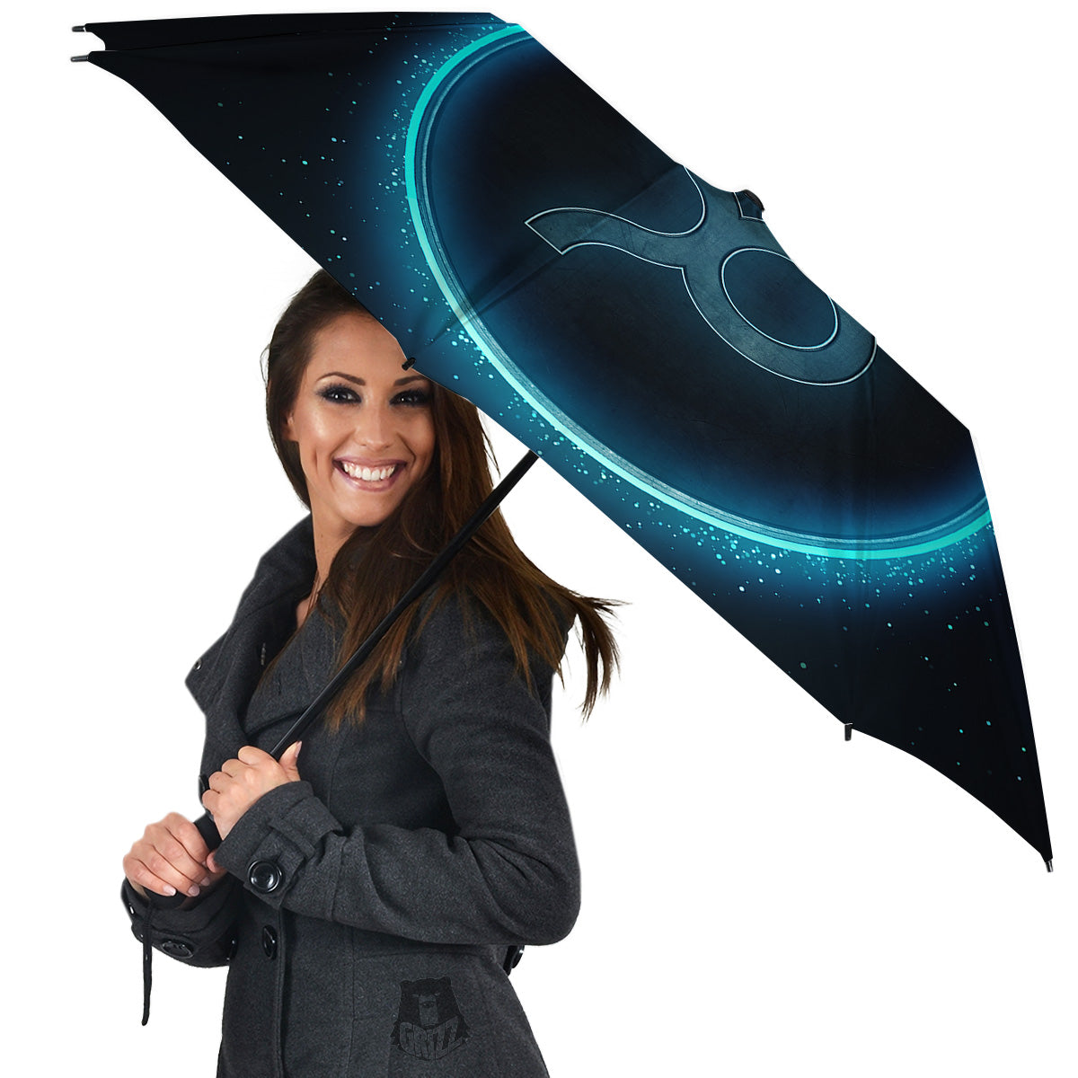 Zodiac Sign Blue Taurus Print Umbrella-grizzshop