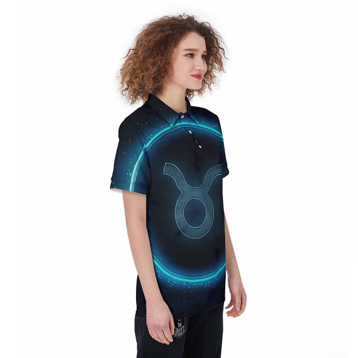 Zodiac Sign Blue Taurus Print Women's Golf Shirts-grizzshop