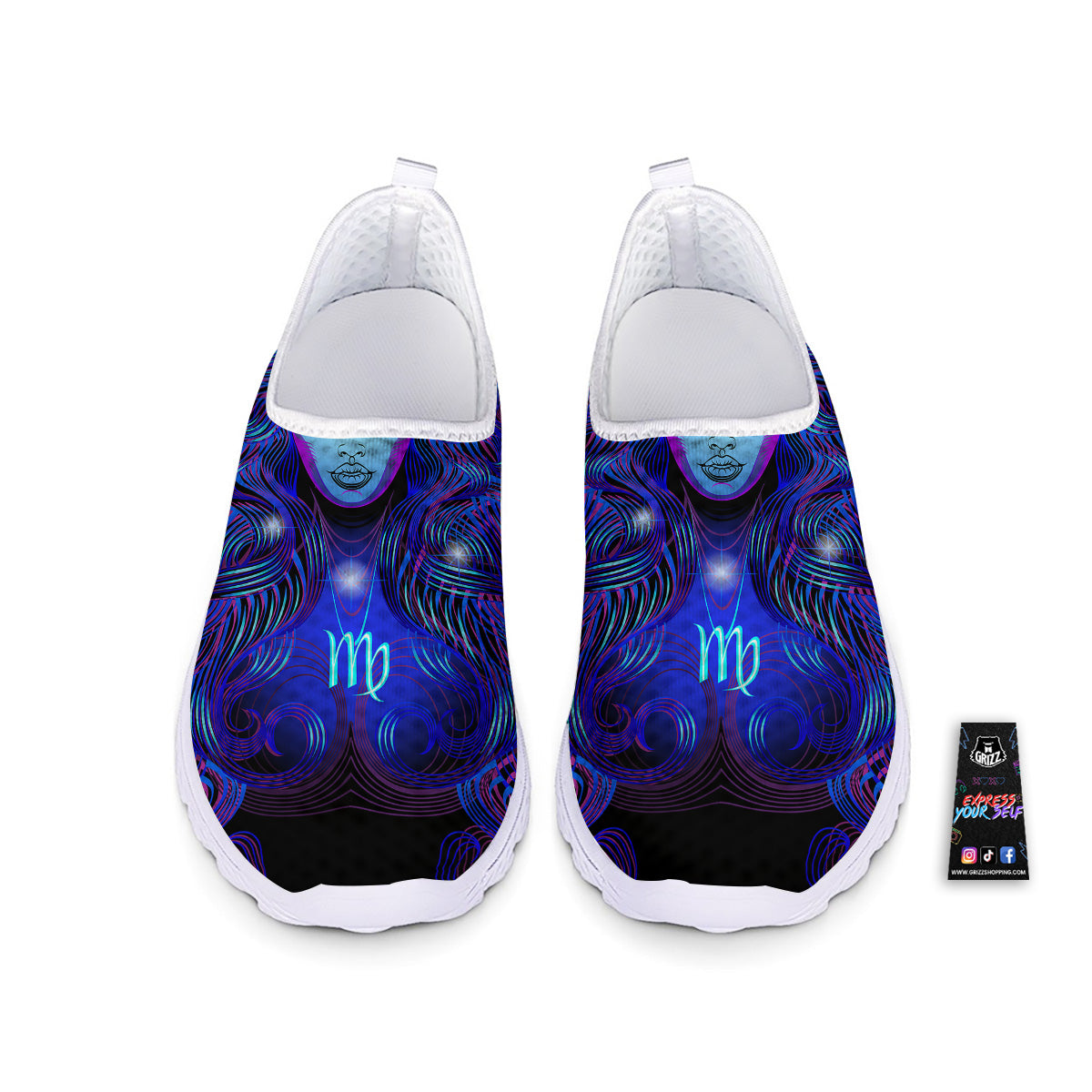 Zodiac Sign Blue Virgo Print Nurse Shoes-grizzshop