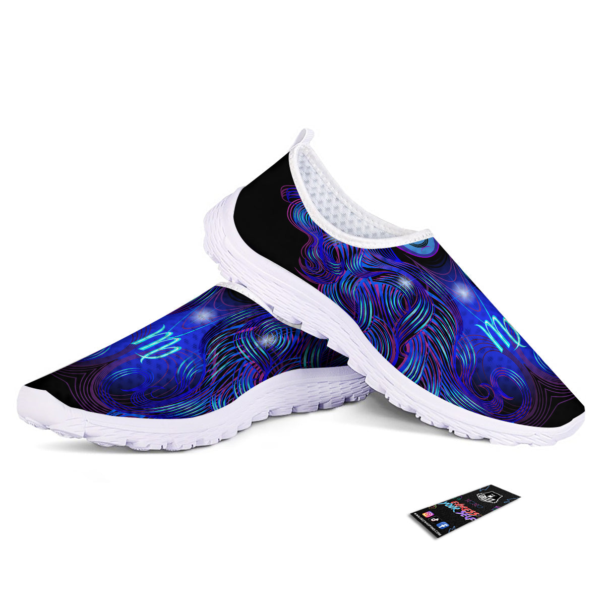 Zodiac Sign Blue Virgo Print Nurse Shoes-grizzshop