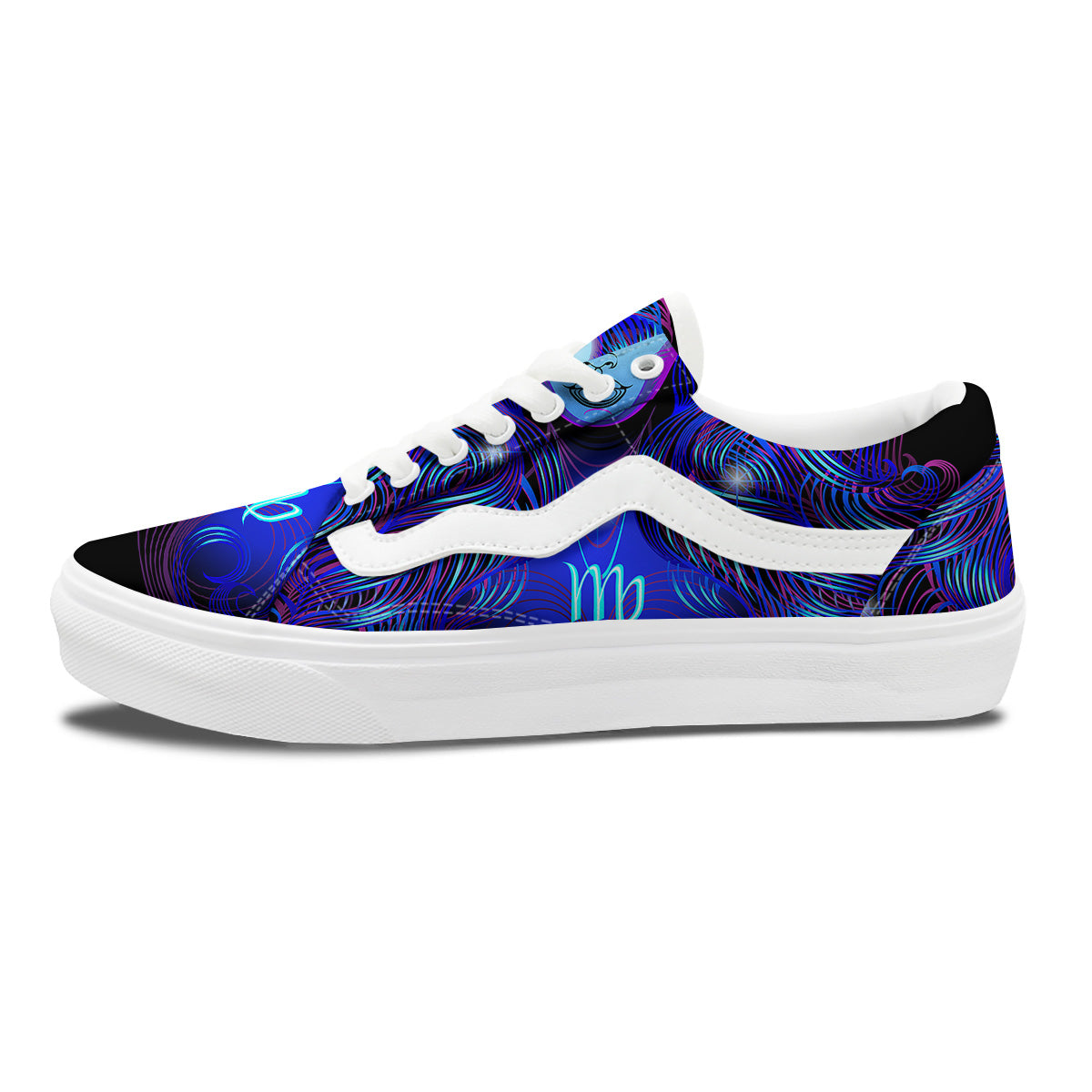 Zodiac Sign Blue Virgo Print Skate Shoes-grizzshop