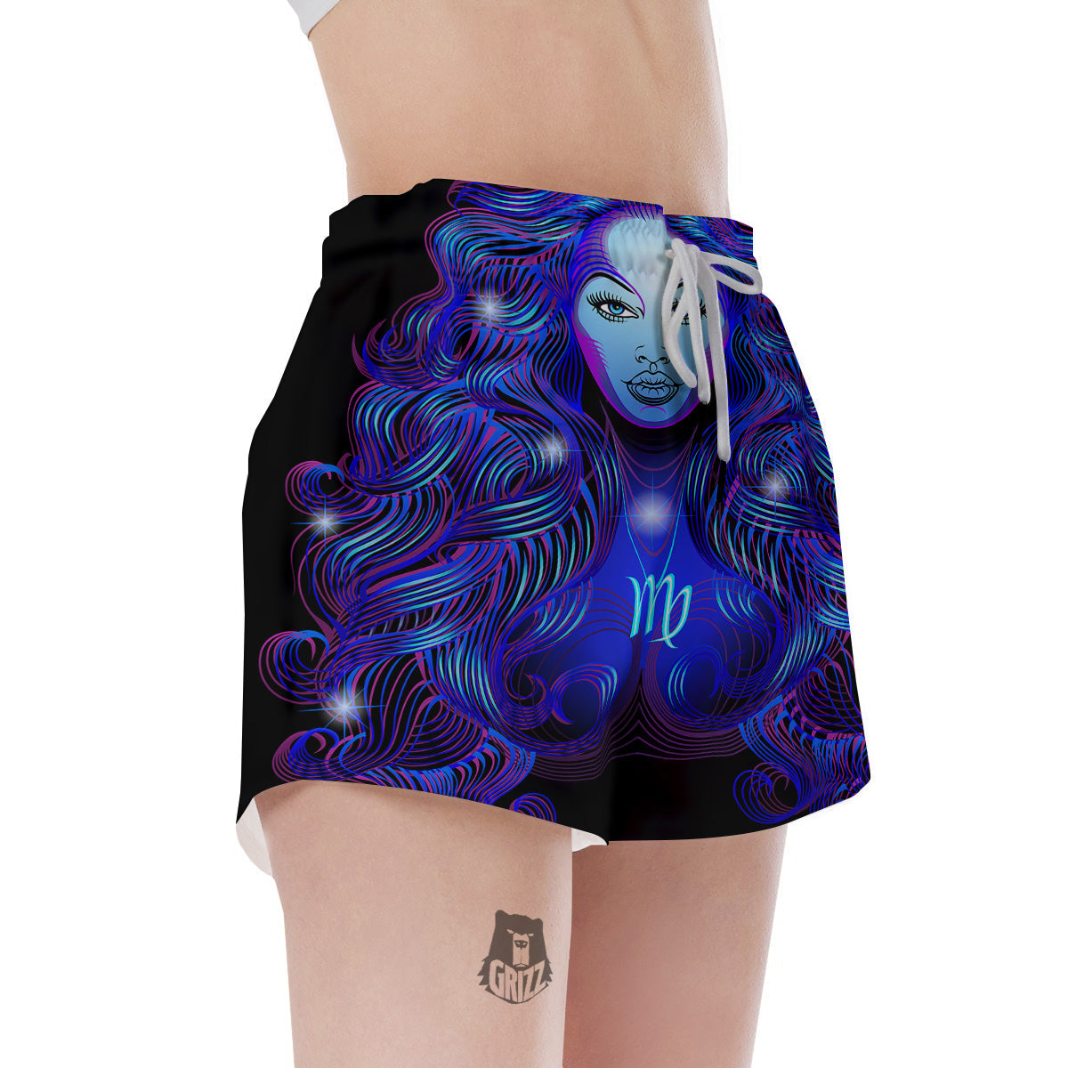 Zodiac Sign Blue Virgo Print Women's Shorts-grizzshop