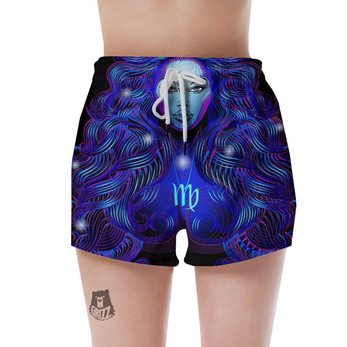 Zodiac Sign Blue Virgo Print Women's Shorts-grizzshop