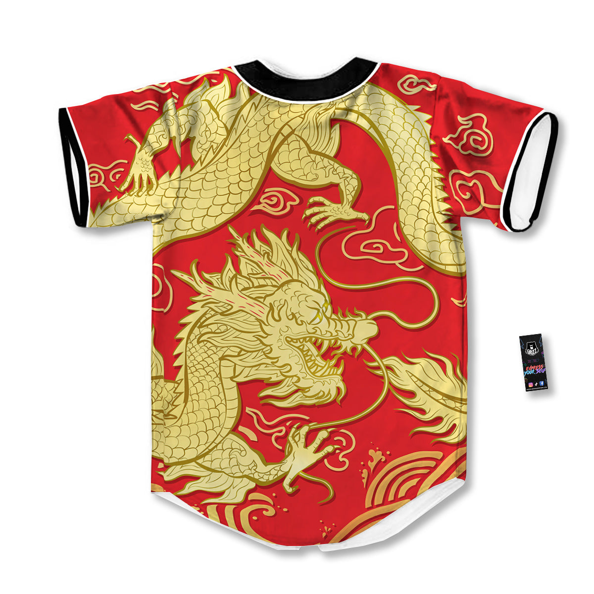 Zodiac Sign Chinese Dragon Print Baseball Jersey-grizzshop